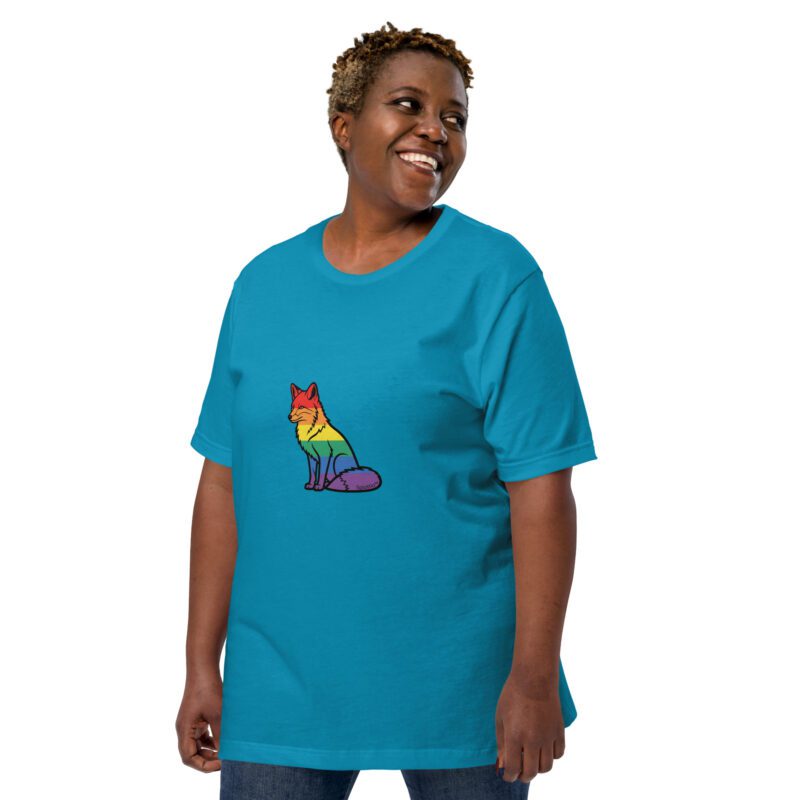 Rainbow Fox Pride Unisex Tee – Expressive Colors Edition - Image 9