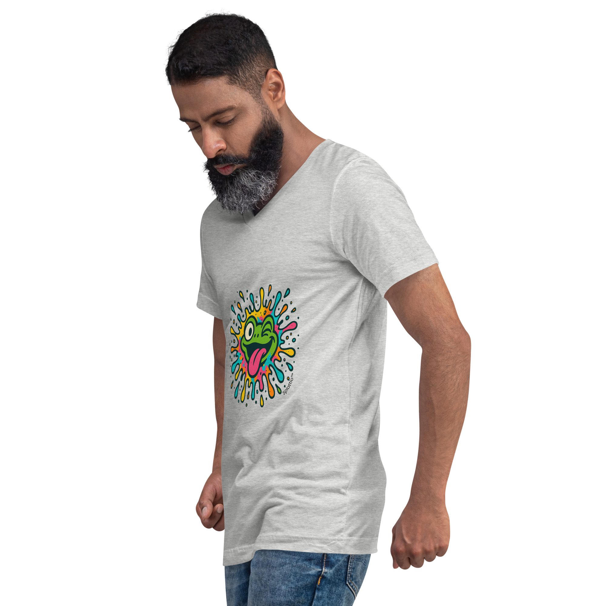 Froggy Splash Unisex V-Neck Tee – Winking Fun Edition - Image 5