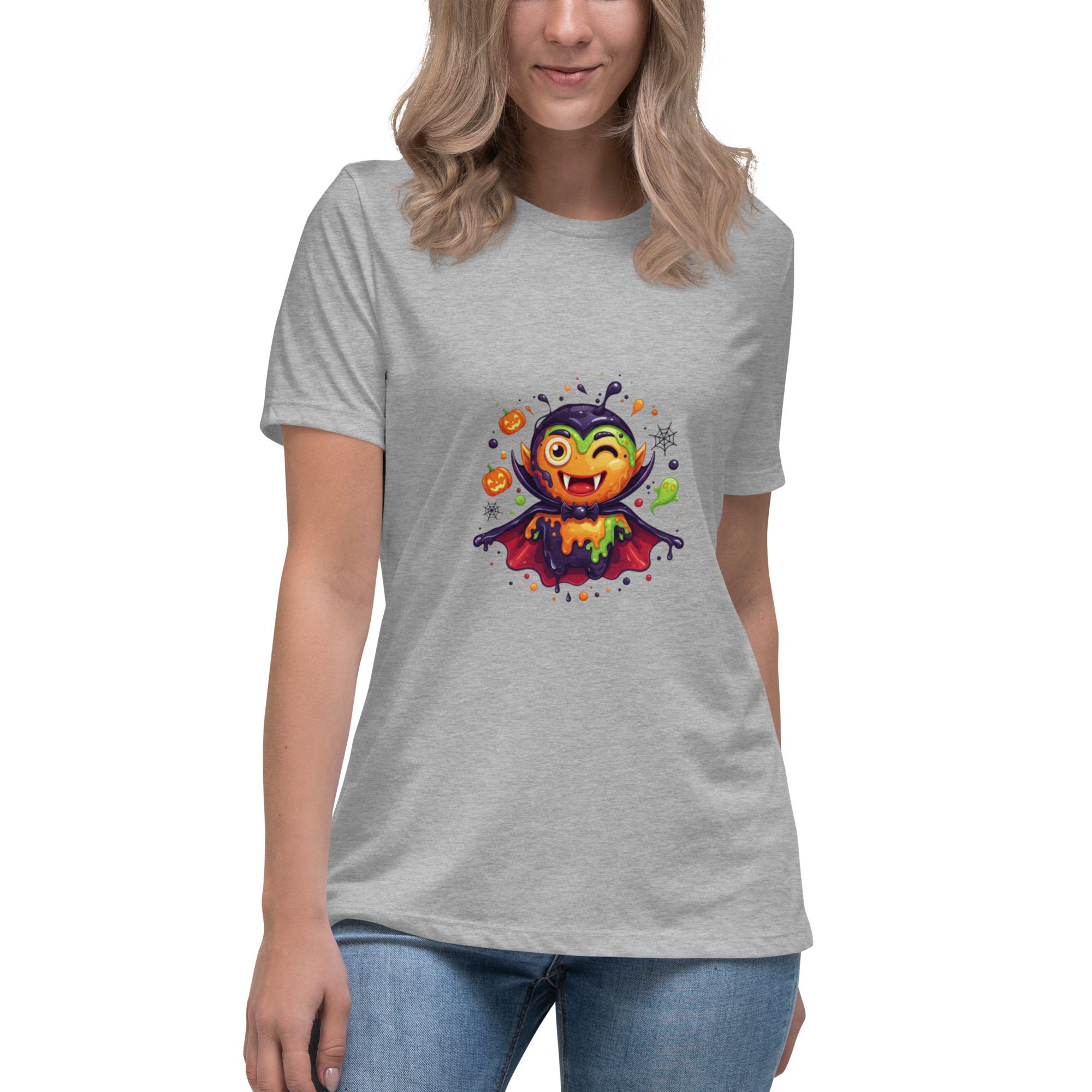 Color Splash Vampire Women’s Relaxed T-Shirt | Fun Halloween Cartoon Tee - Image 17