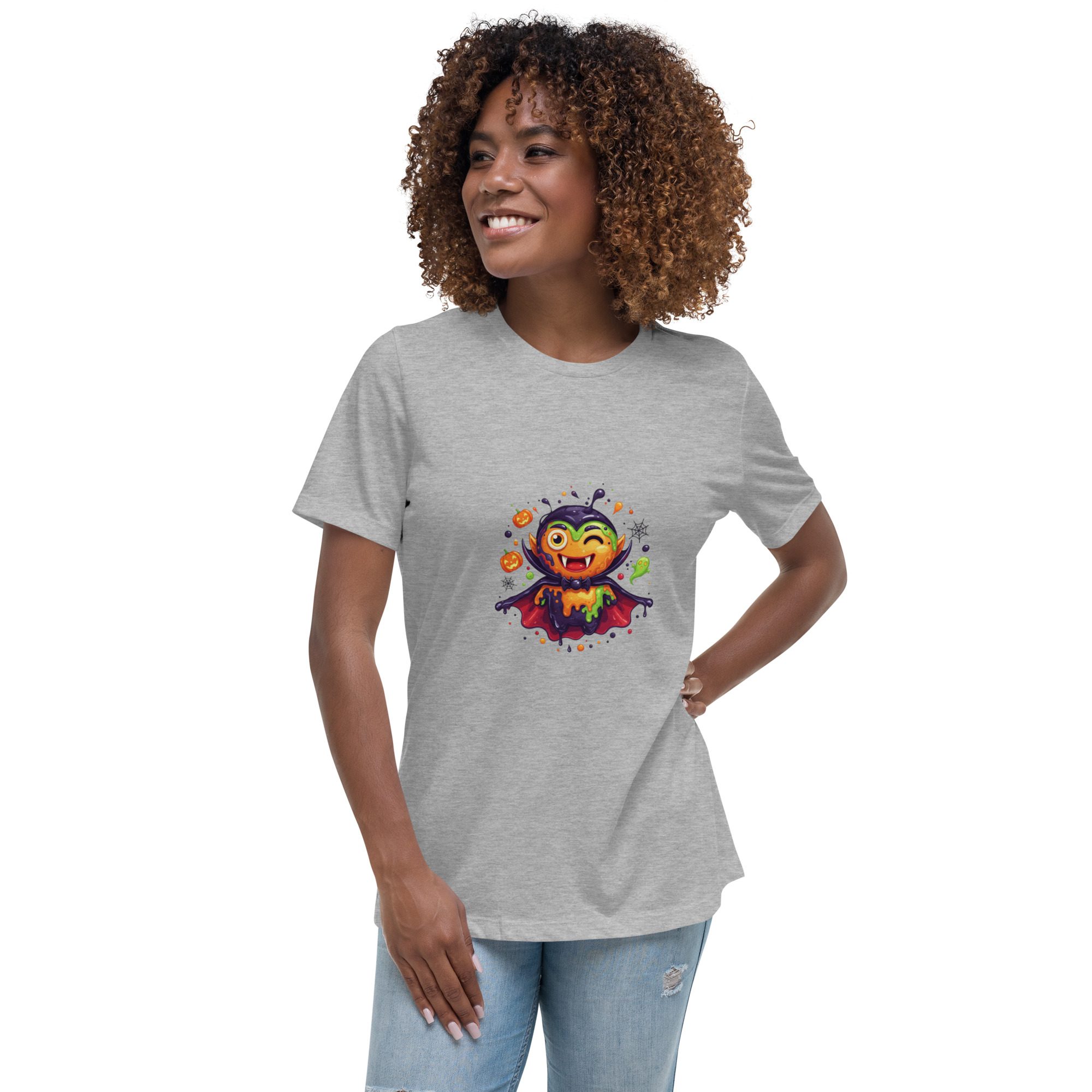 Color Splash Vampire Women’s Relaxed T-Shirt | Fun Halloween Cartoon Tee - Image 18