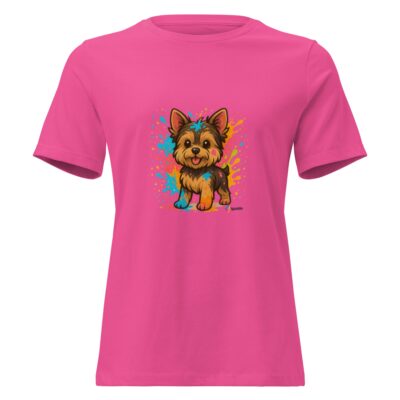 Women’s Relaxed T-Shirt – “Vibrant Pup” Design