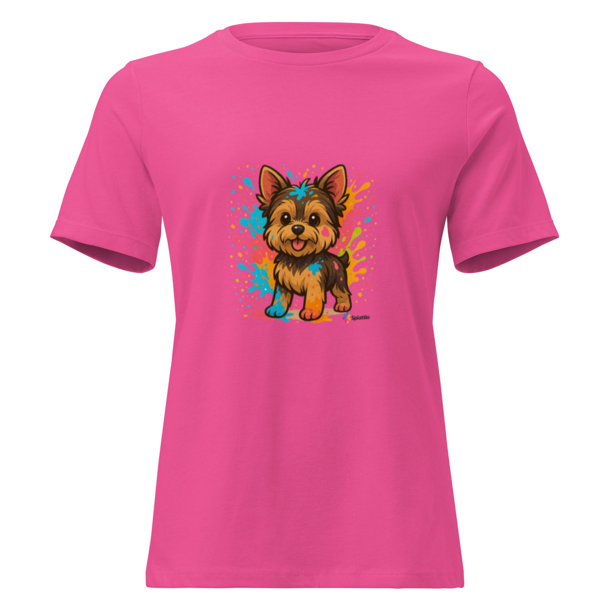 Women’s Relaxed T-Shirt – “Vibrant Pup” Design