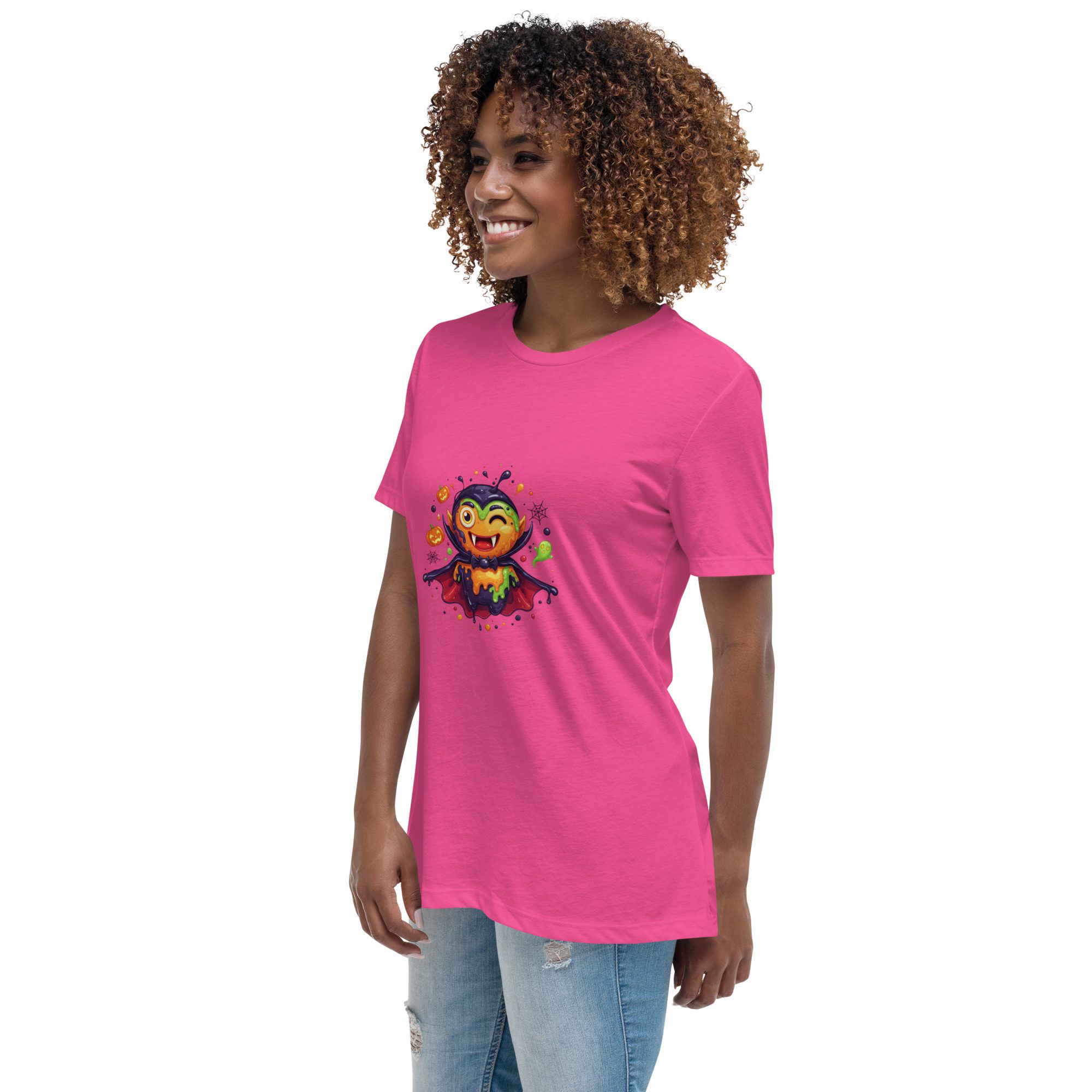 Color Splash Vampire Women’s Relaxed T-Shirt | Fun Halloween Cartoon Tee - Image 8