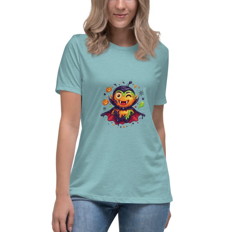 Color Splash Vampire Women’s Relaxed T-Shirt | Fun Halloween Cartoon Tee - Image 16