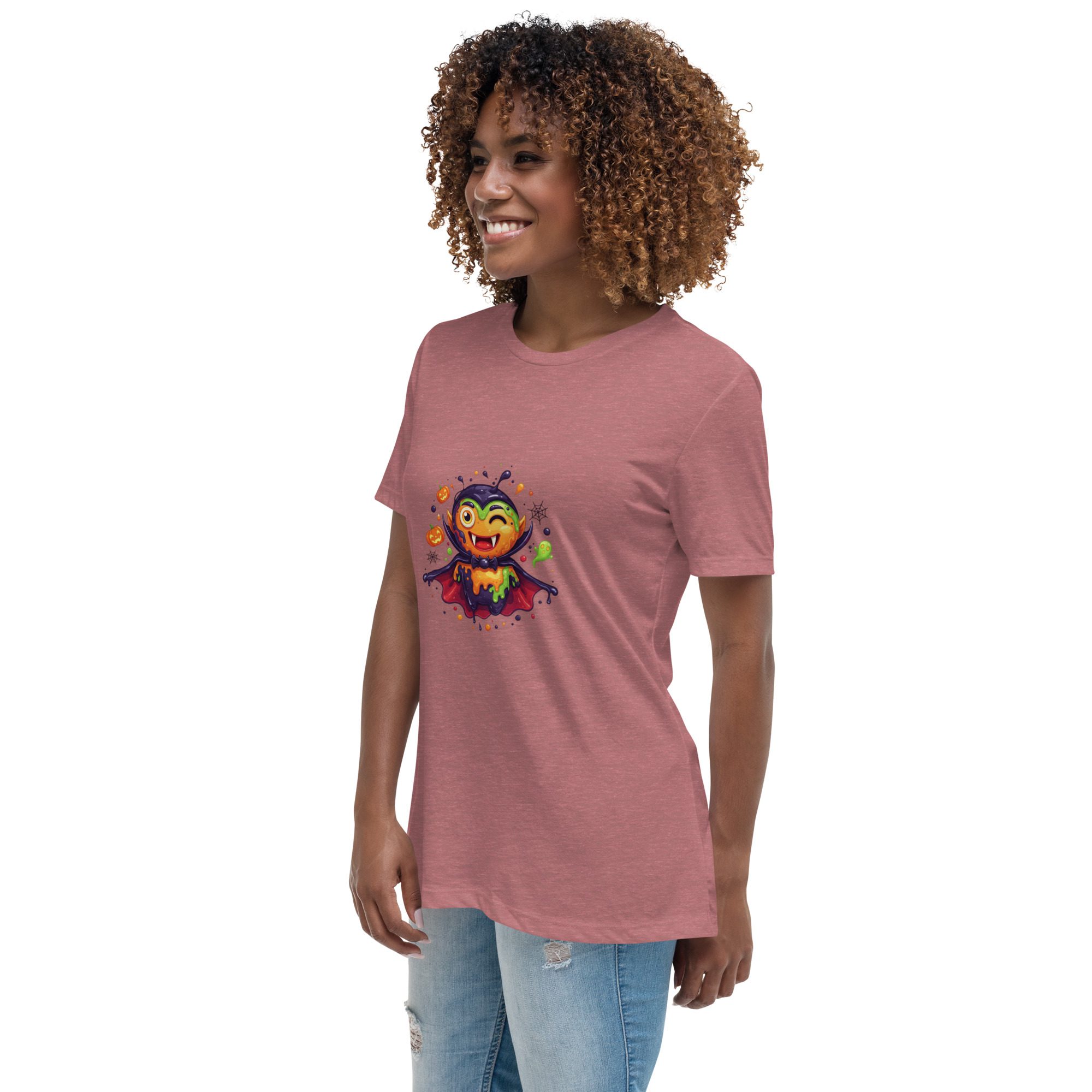 Color Splash Vampire Women’s Relaxed T-Shirt | Fun Halloween Cartoon Tee - Image 9