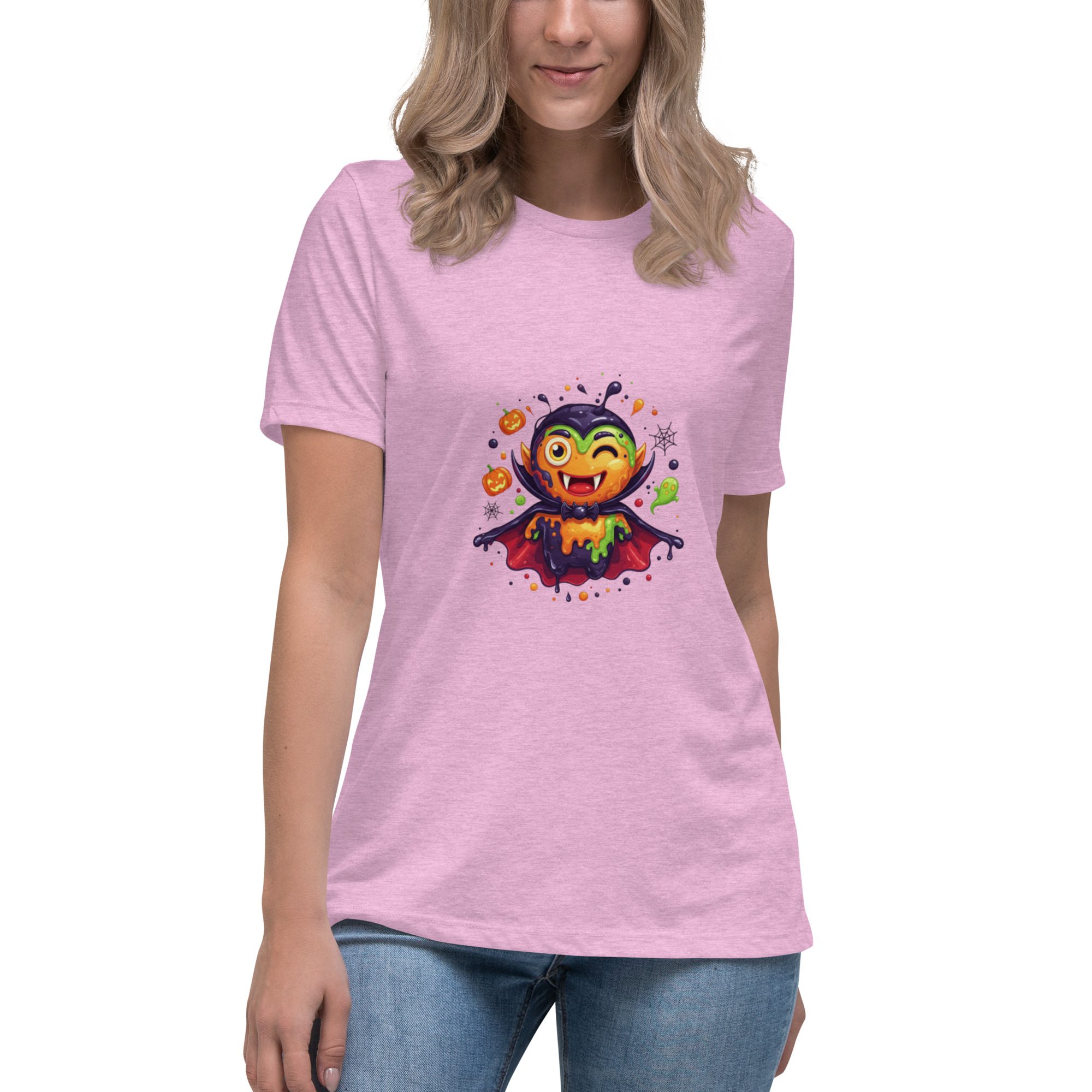 Color Splash Vampire Women’s Relaxed T-Shirt | Fun Halloween Cartoon Tee - Image 19