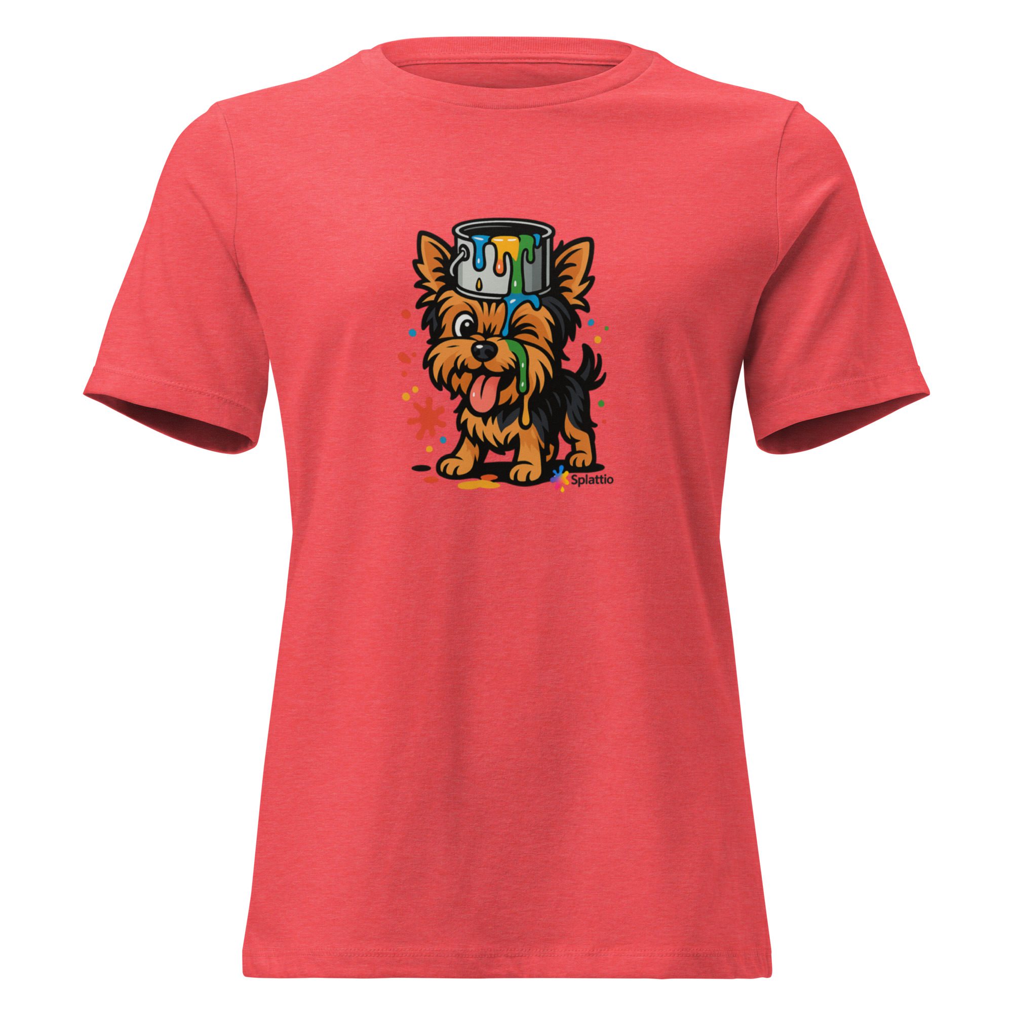 Women’s Relaxed T-Shirt – “Paws & Paint” Red Edition - Image 3