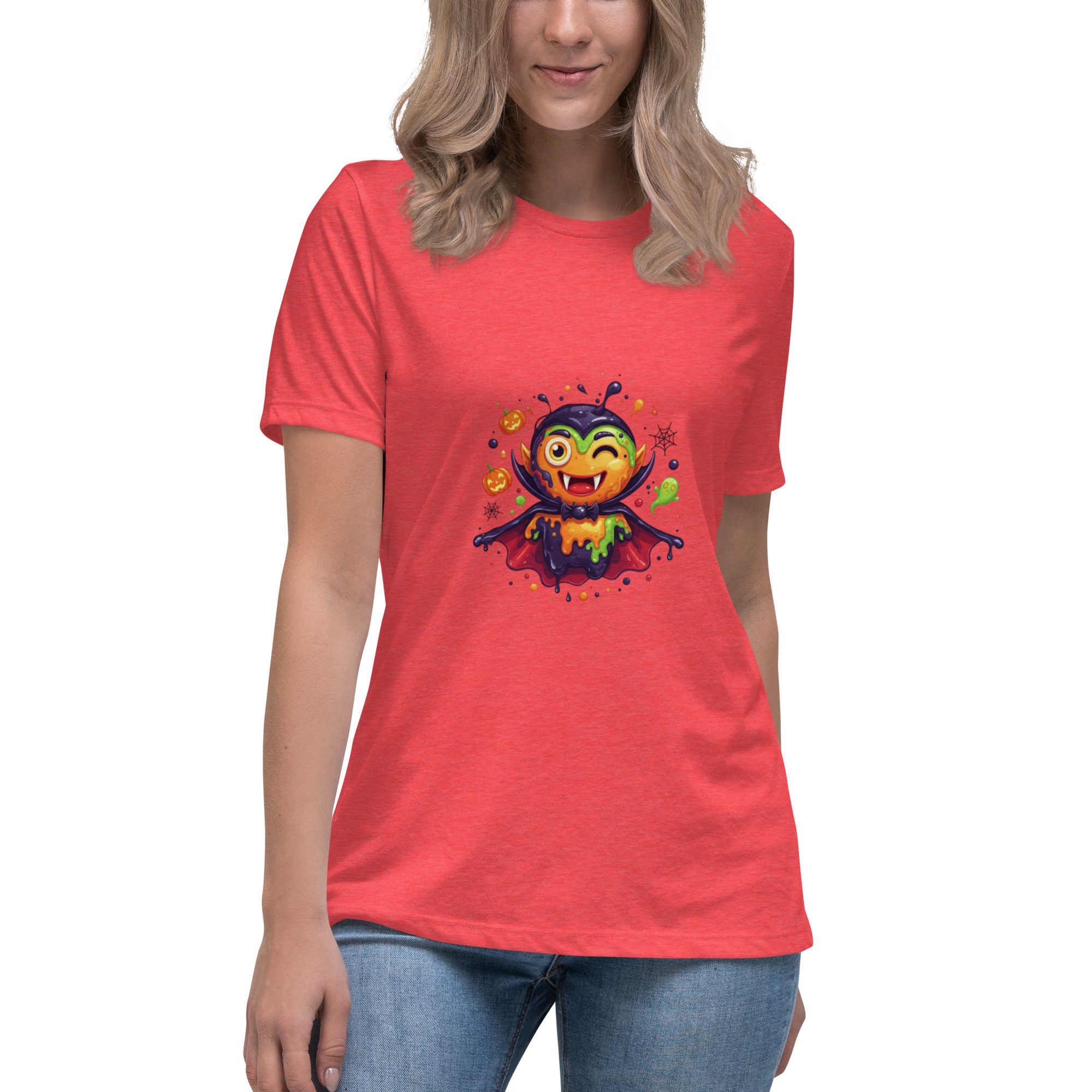 Color Splash Vampire Women’s Relaxed T-Shirt | Fun Halloween Cartoon Tee - Image 6