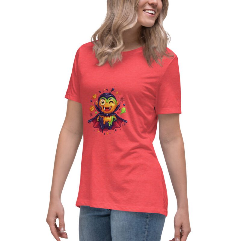 Color Splash Vampire Women’s Relaxed T-Shirt | Fun Halloween Cartoon Tee - Image 5
