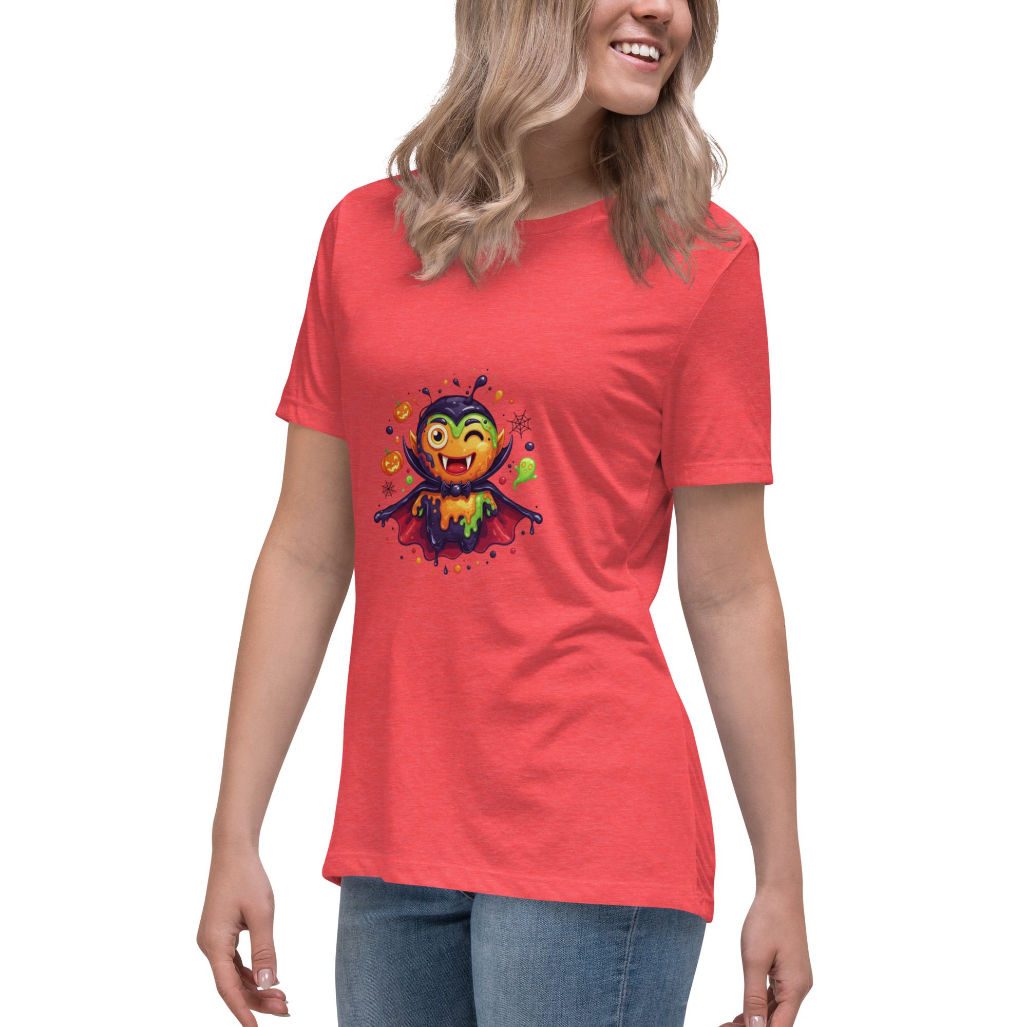 Color Splash Vampire Women’s Relaxed T-Shirt | Fun Halloween Cartoon Tee - Image 5