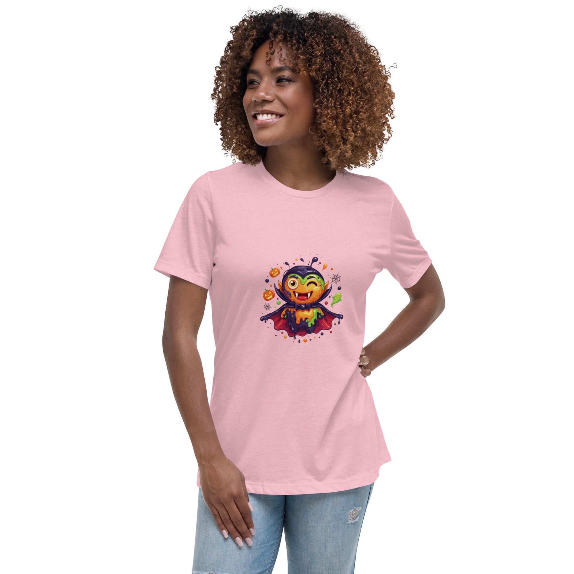 Color Splash Vampire Women’s Relaxed T-Shirt | Fun Halloween Cartoon Tee - Image 22