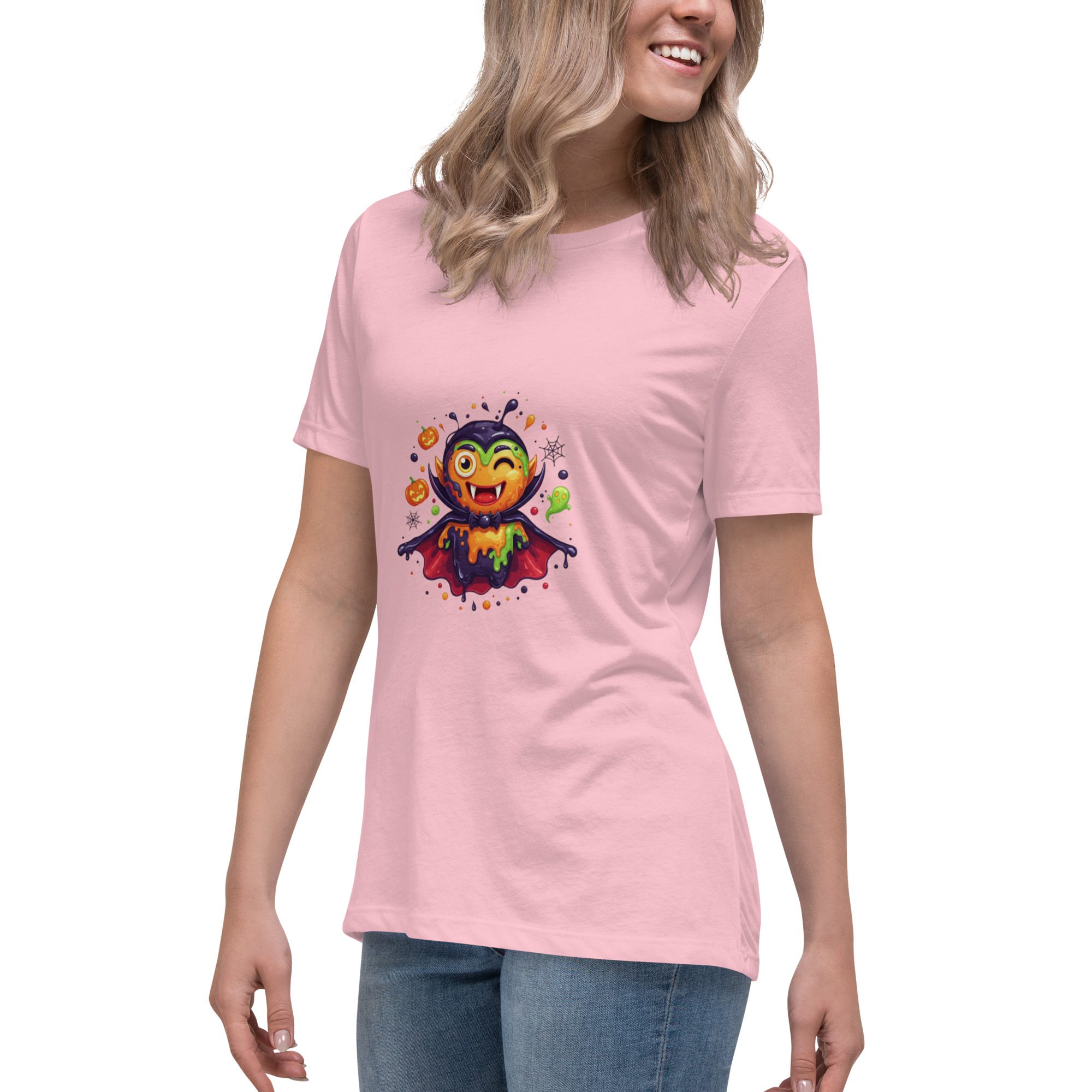 Color Splash Vampire Women’s Relaxed T-Shirt | Fun Halloween Cartoon Tee - Image 21