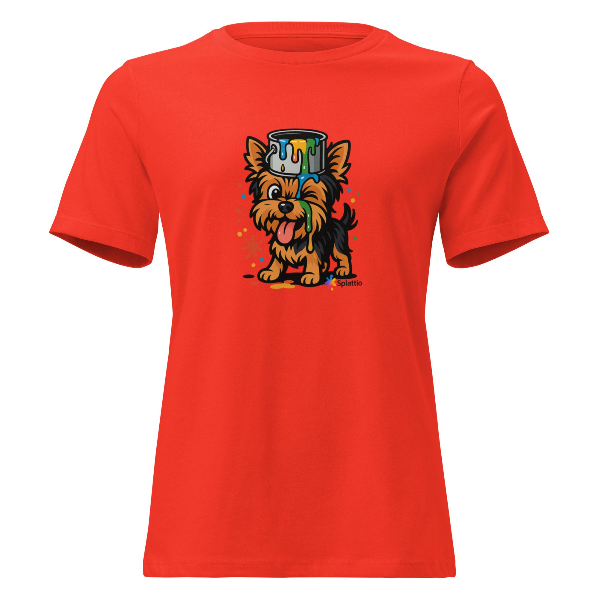 Women’s Relaxed T-Shirt – “Paws & Paint” Red Edition - Image 2
