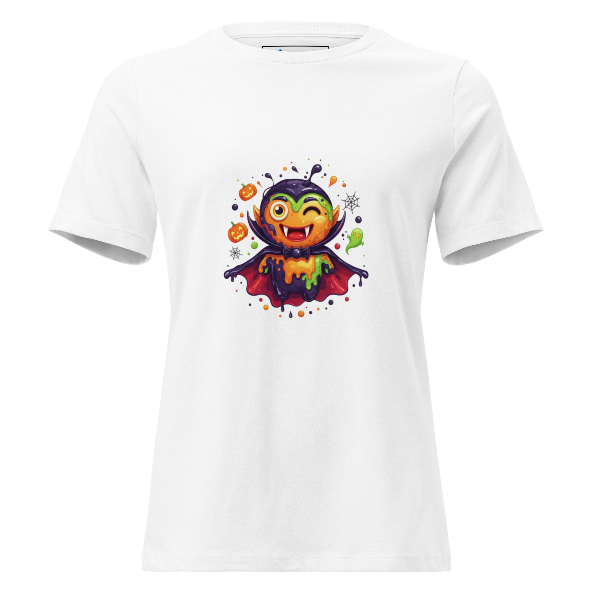 Color Splash Vampire Women’s Relaxed T-Shirt | Fun Halloween Cartoon Tee - Image 2