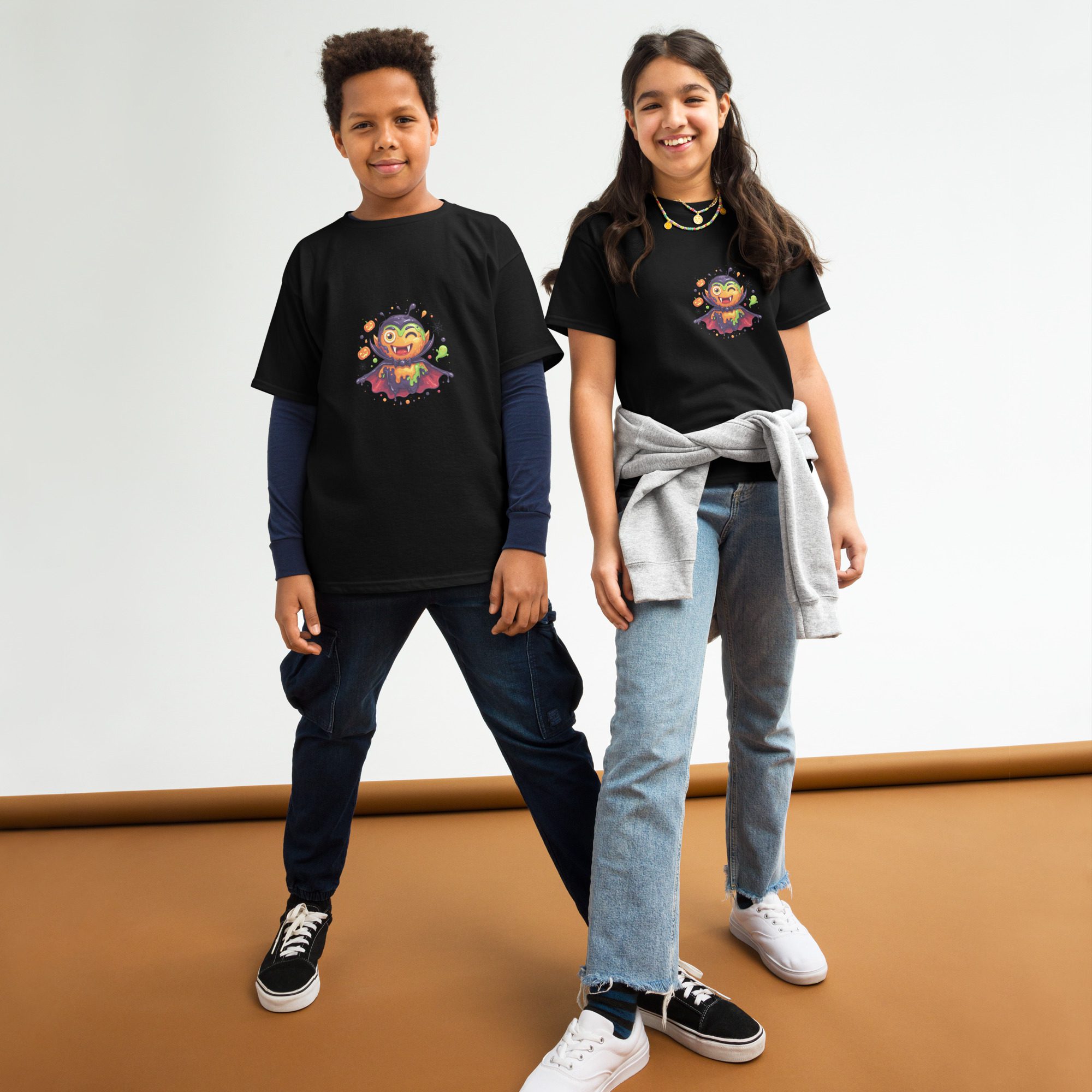 Color Splash Vampire Youth T-Shirt | Fun Halloween unisex Kids’ Tee - Image 6