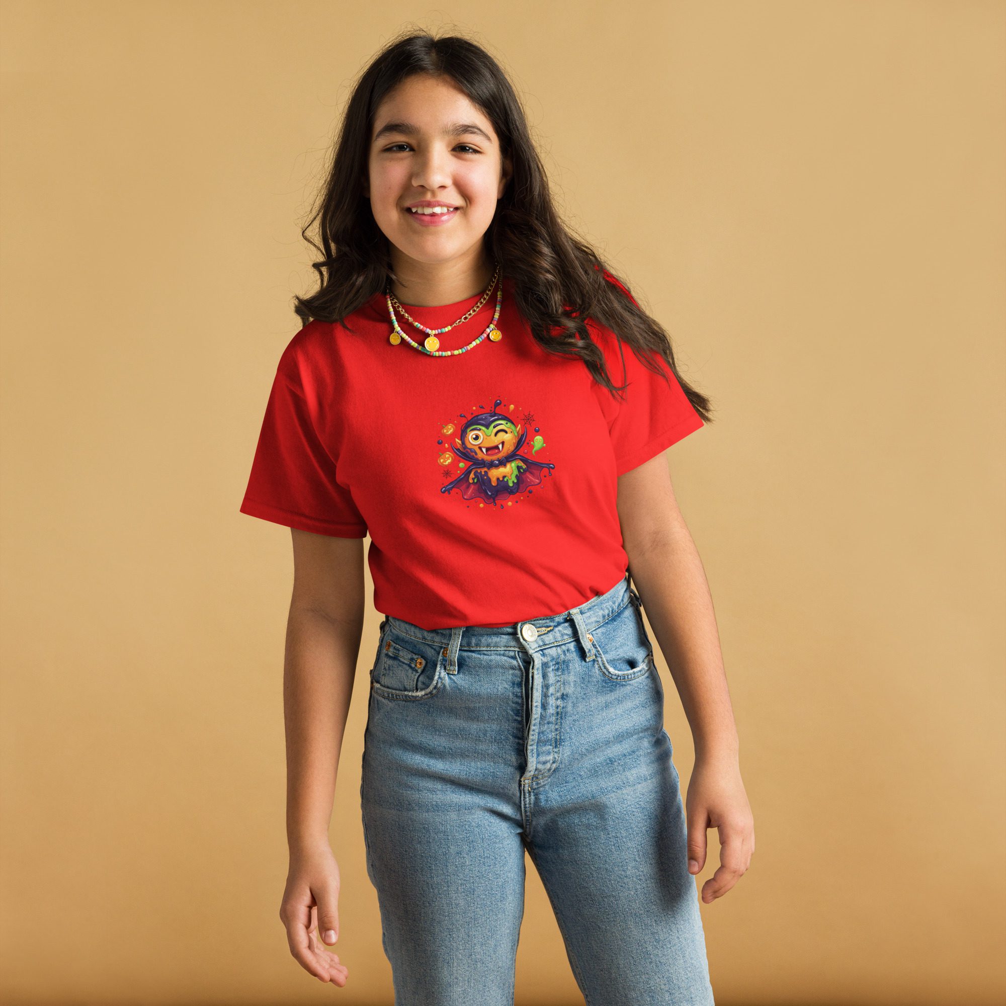 Color Splash Vampire Youth T-Shirt | Fun Halloween unisex Kids’ Tee - Image 9