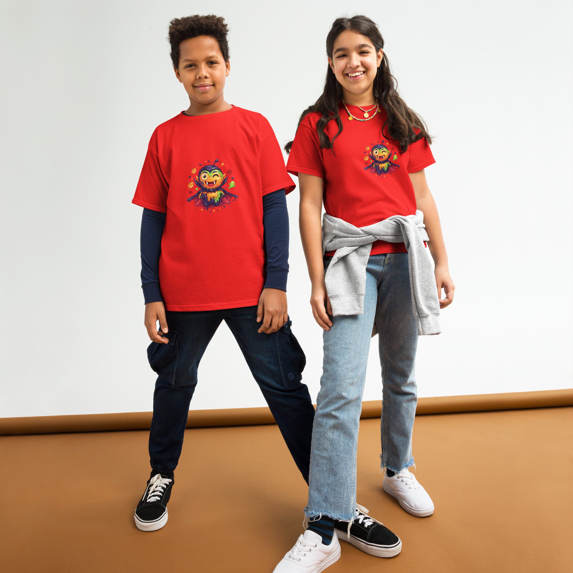 Color Splash Vampire Youth T-Shirt | Fun Halloween unisex Kids’ Tee - Image 11