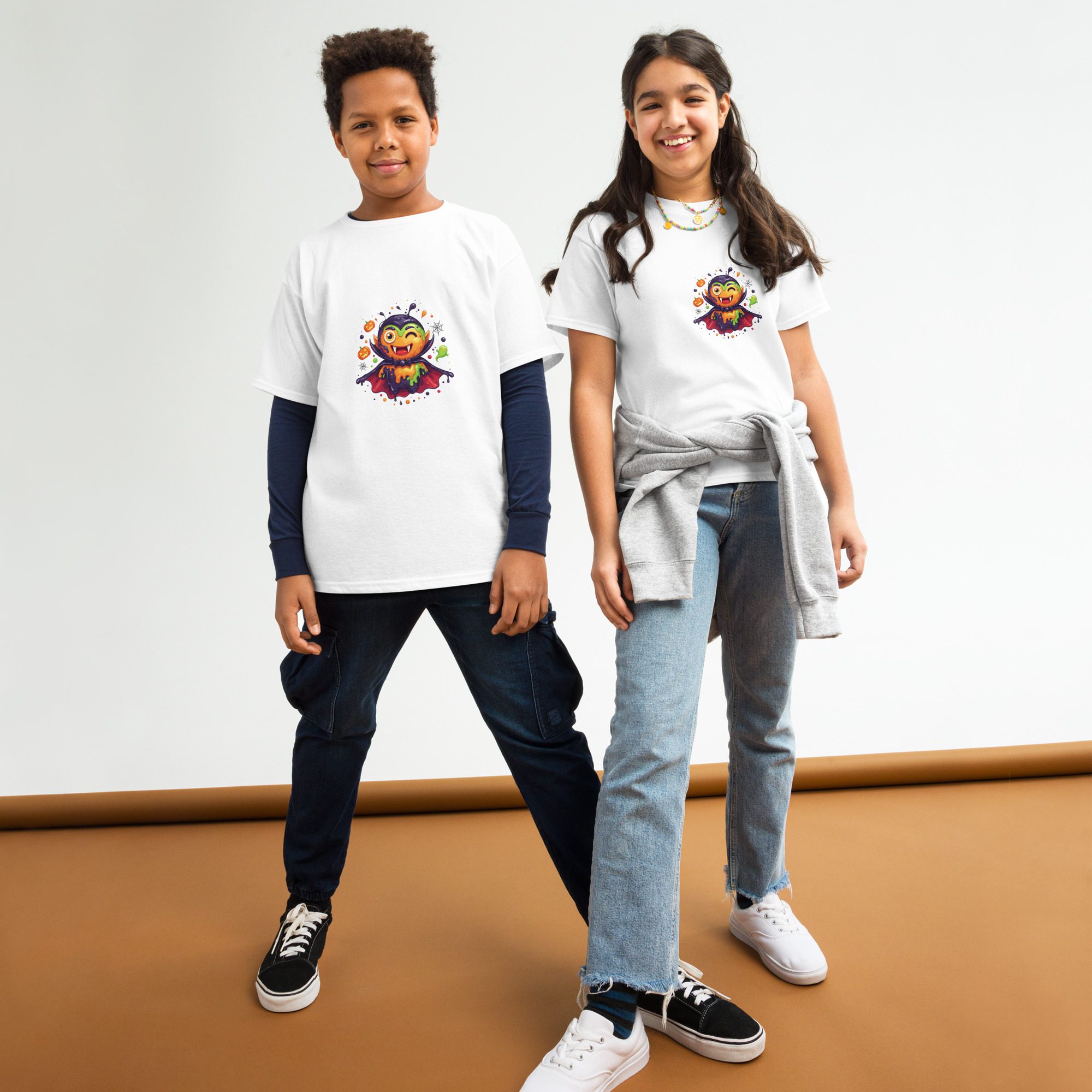 Color Splash Vampire Youth T-Shirt | Fun Halloween unisex Kids’ Tee - Image 4