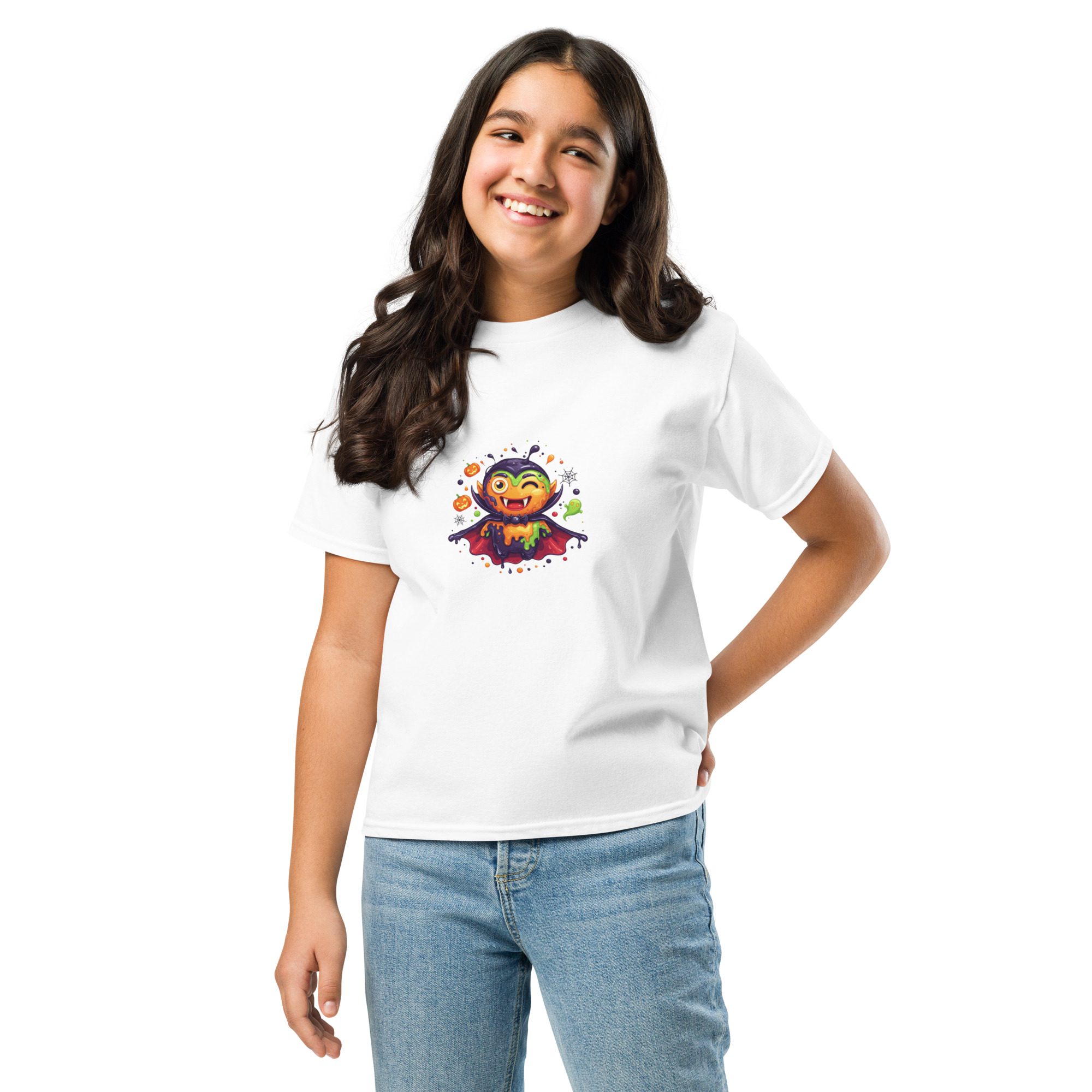 Color Splash Vampire Youth T-Shirt | Fun Halloween unisex Kids’ Tee - Image 3