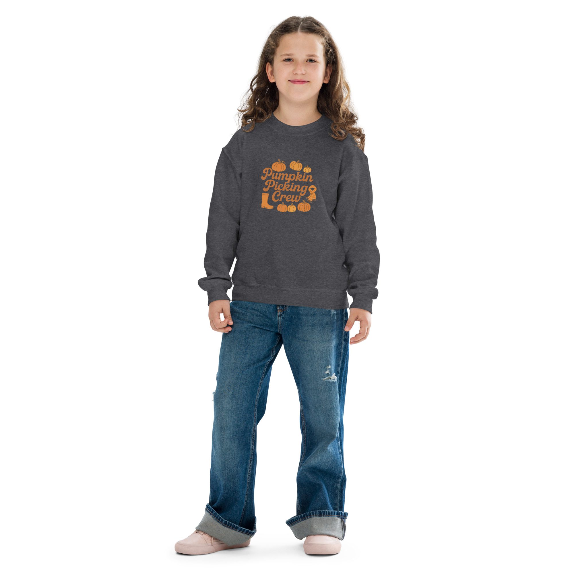 Pumpkin Picking Crew Kids’ Unisex Sweatshirt - Image 9