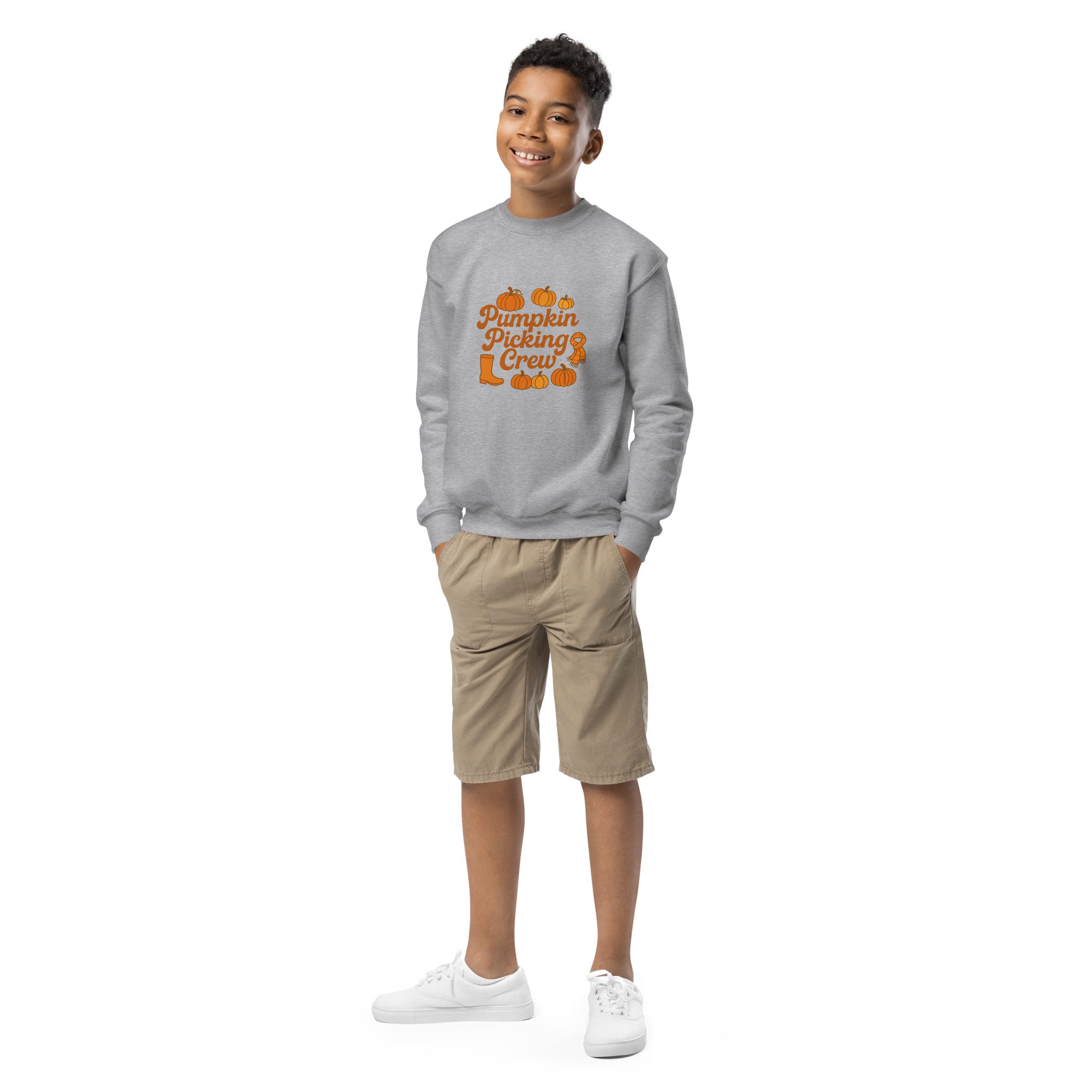 Pumpkin Picking Crew Kids’ Unisex Sweatshirt - Image 6