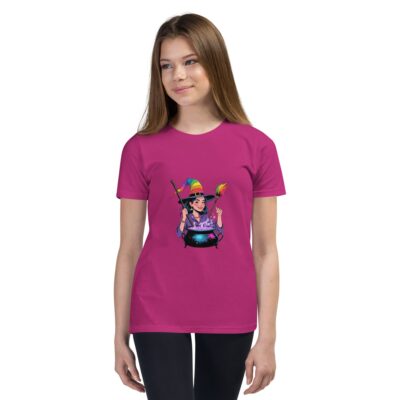 Youth Rainbow Witch Cauldron Tee | Colorful Halloween & Pride Kids’ Shirt - unisex
