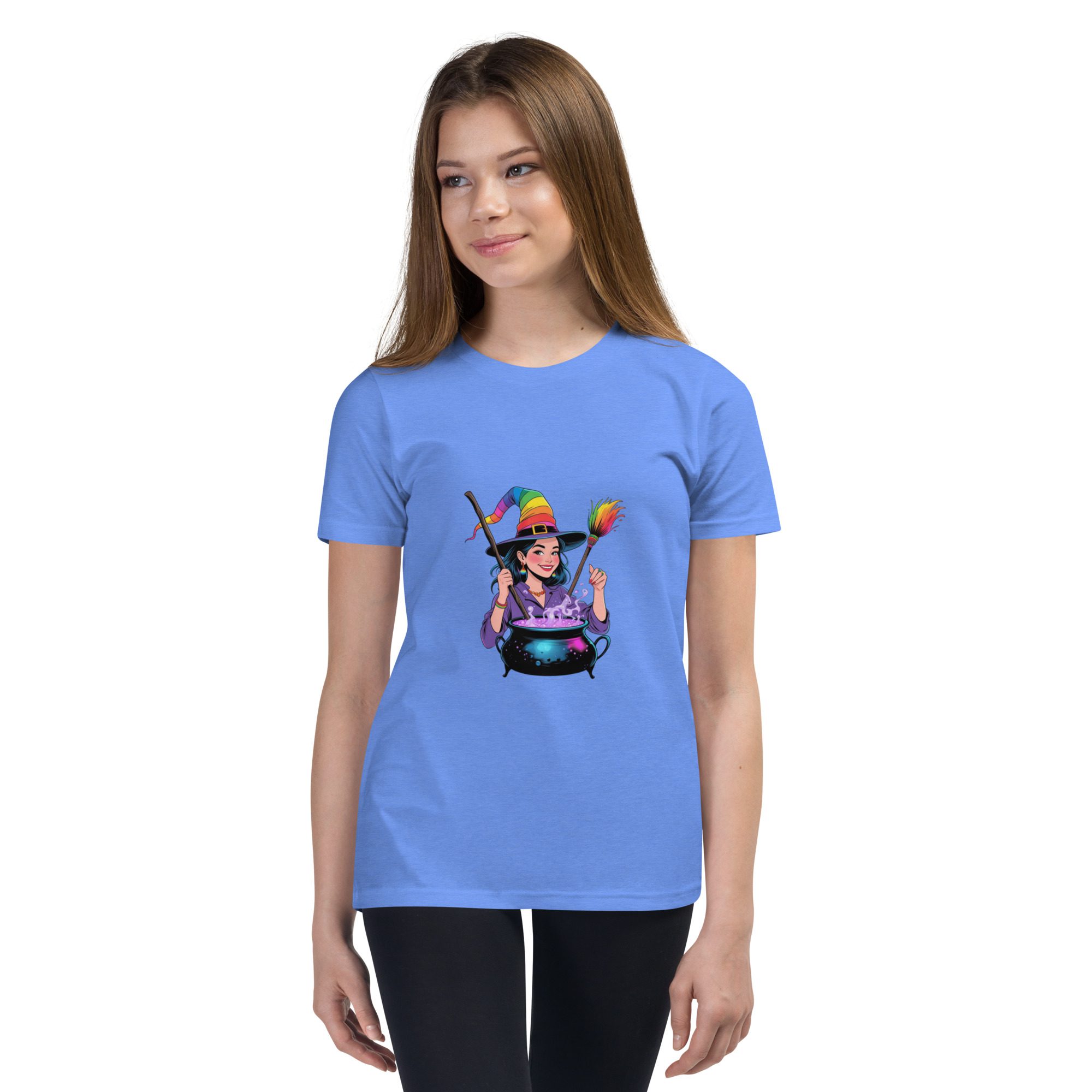 Youth Rainbow Witch Cauldron Tee | Colorful Halloween & Pride Kids’ Shirt - unisex - Image 12