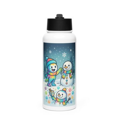 Frosty Friends Stainless Steel Water Bottle with Straw Lid – 32oz Winter Edition
