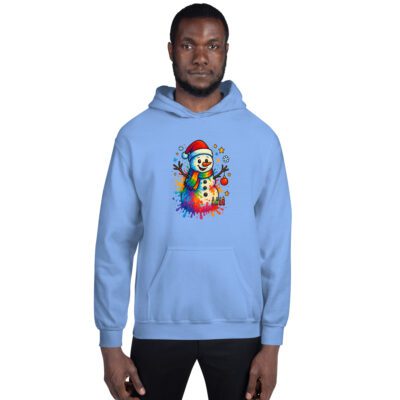 Festive Splash Snowman Hoodie – Unisex