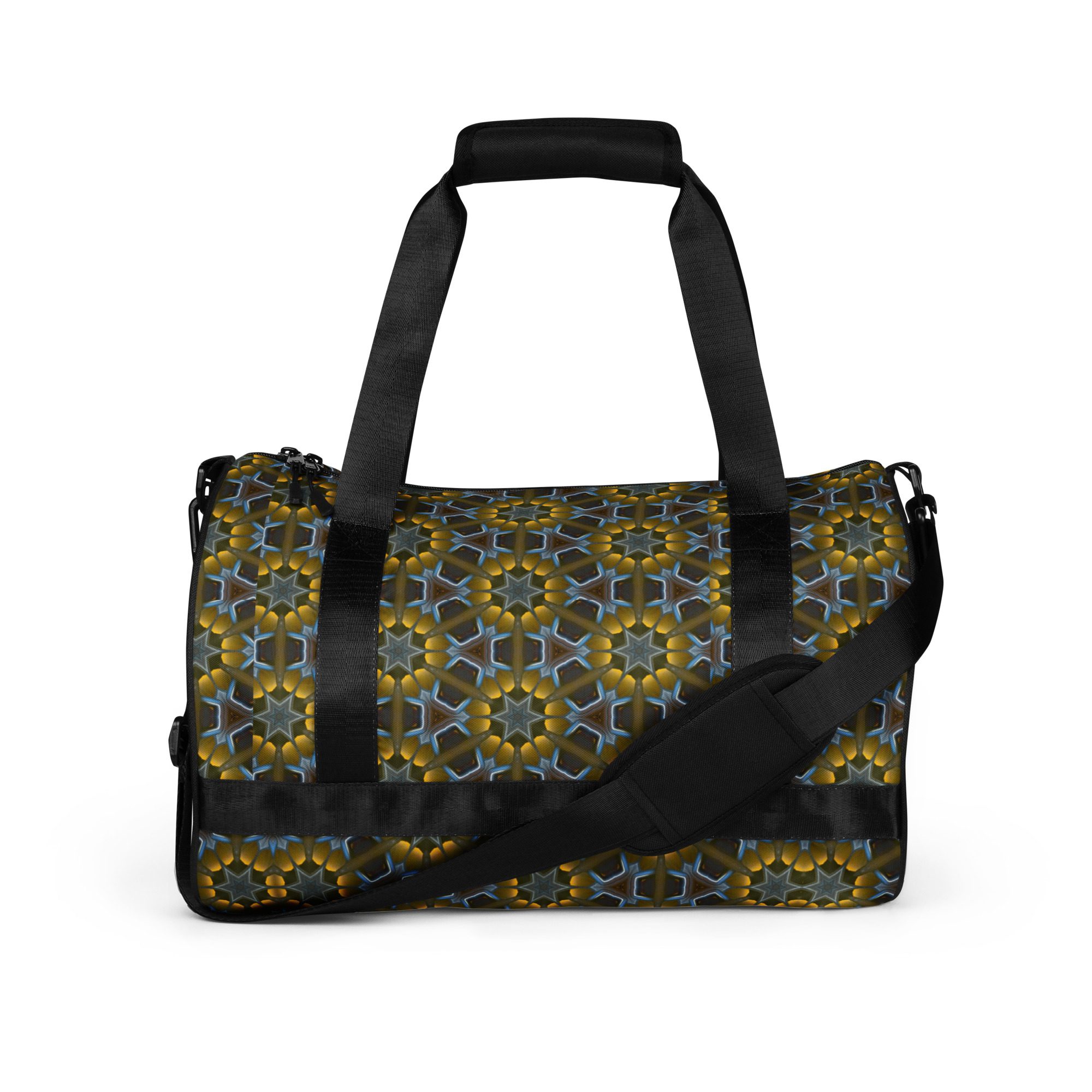 Golden Lattice Glow – All-Over Print Gym Bag - Image 10