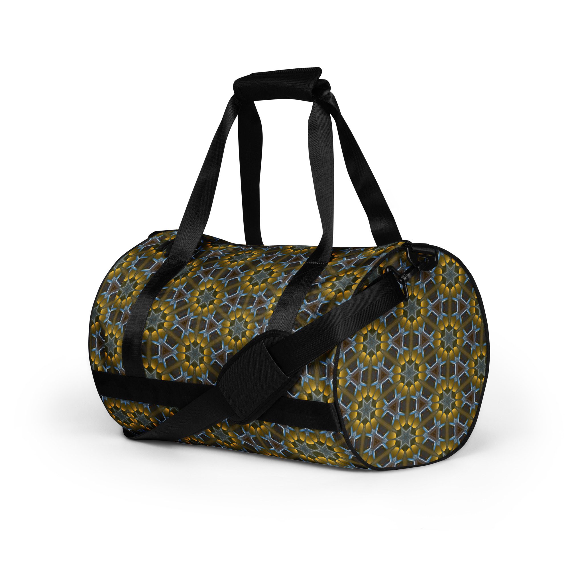 Golden Lattice Glow – All-Over Print Gym Bag - Image 4