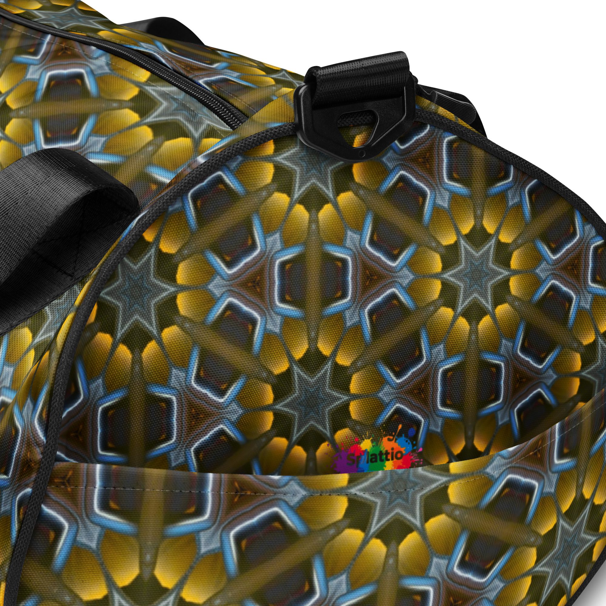 Golden Lattice Glow – All-Over Print Gym Bag - Image 6