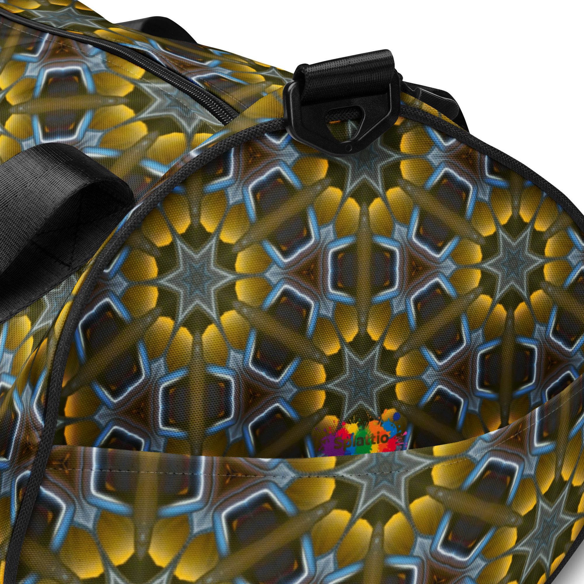 Golden Lattice Glow – All-Over Print Gym Bag - Image 11