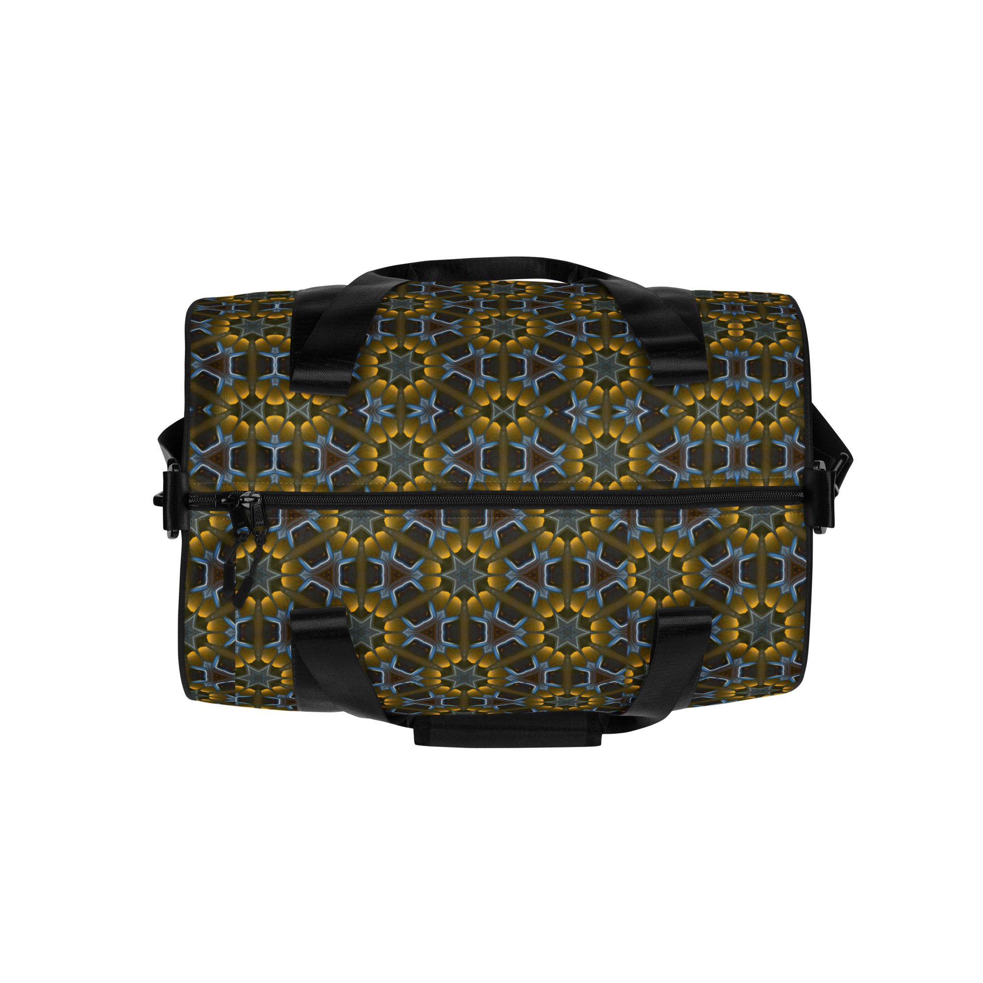 Golden Lattice Glow – All-Over Print Gym Bag - Image 9