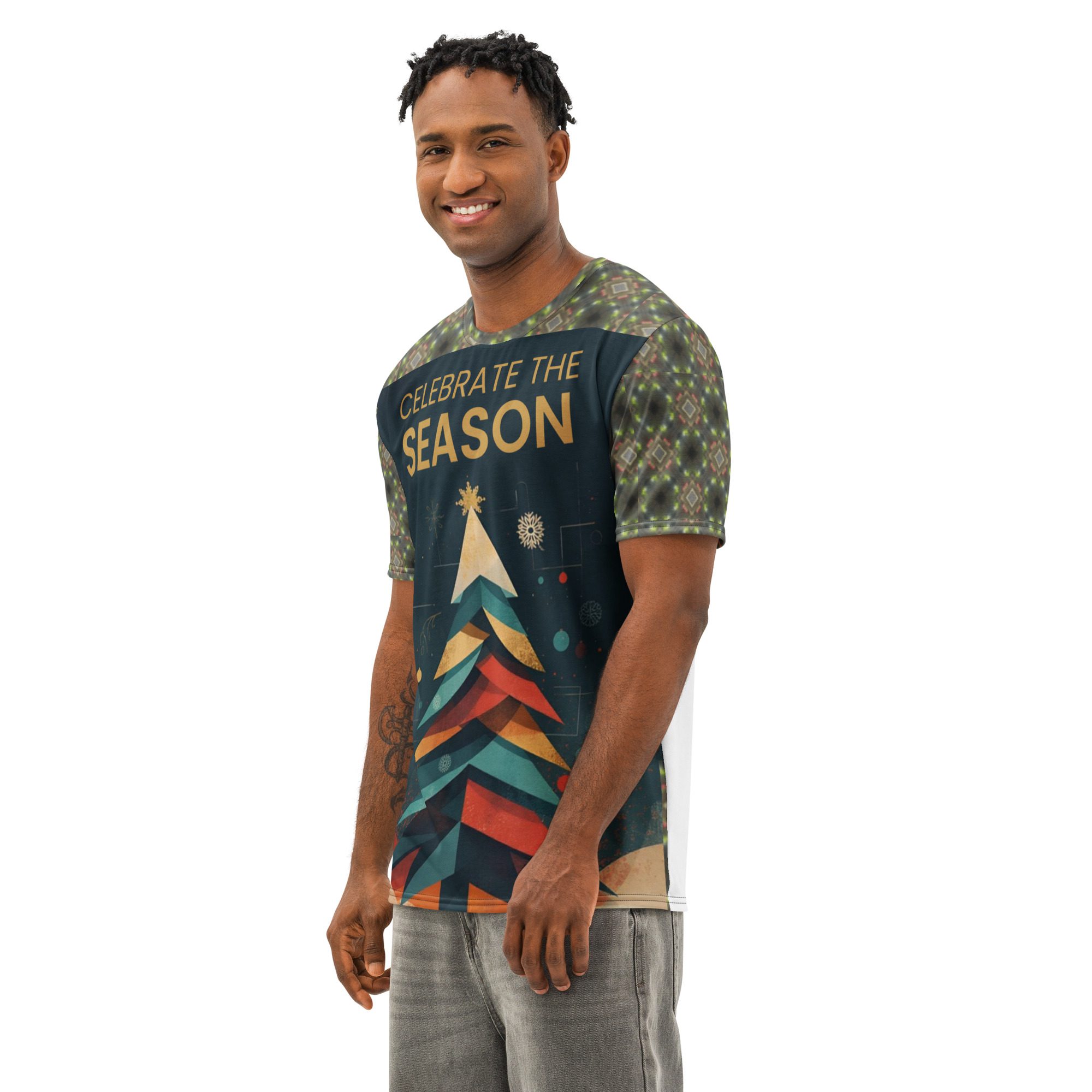 Modern Holiday Cheer — Men’s Cotton Crew Neck T-Shirt - Image 3
