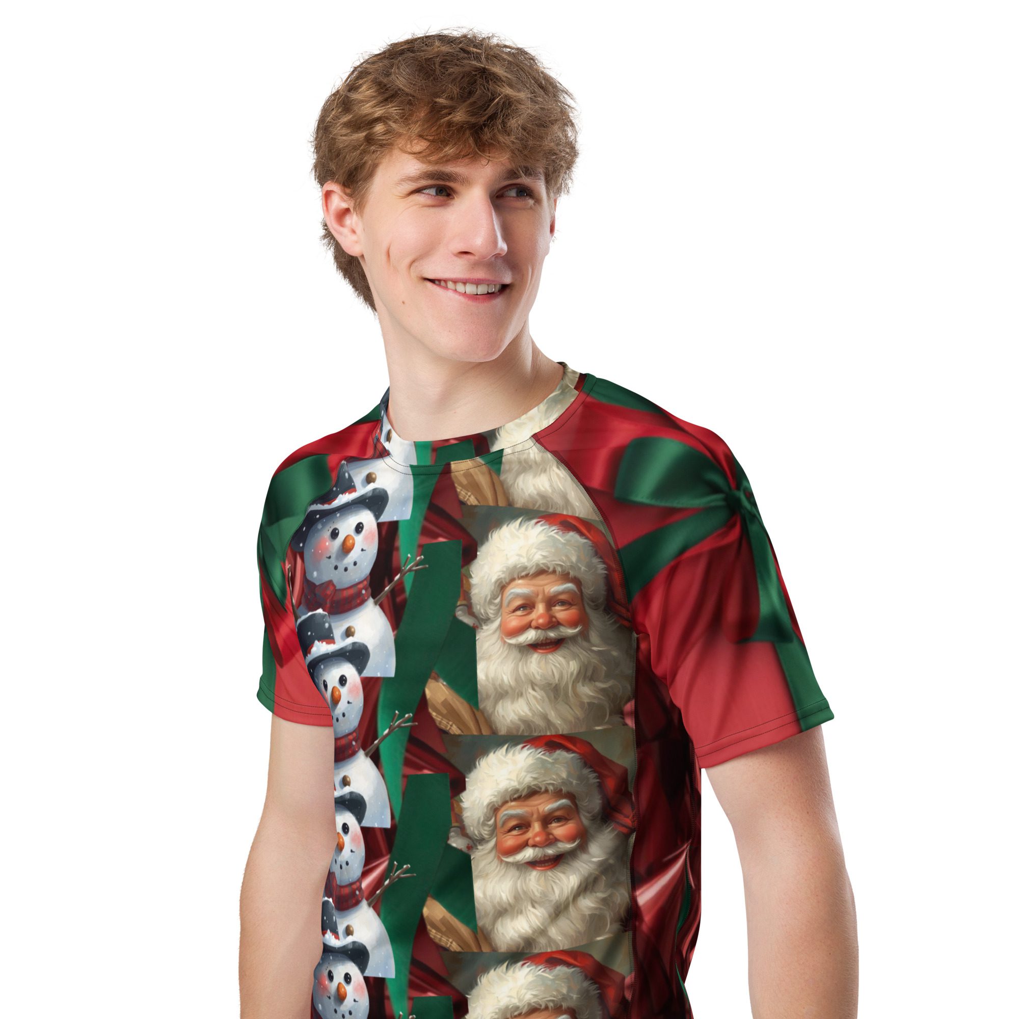 Holiday Legends Ugly Christmas - All-Over Print Men's Recycled Short Sleeve Rash Guard - Image 3