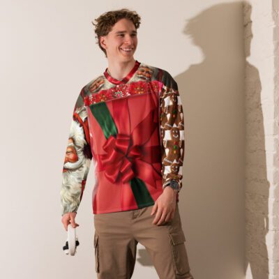 Santa's Sweet Victory Ugly Christmas - Recycled Holiday Hockey Fan Jersey