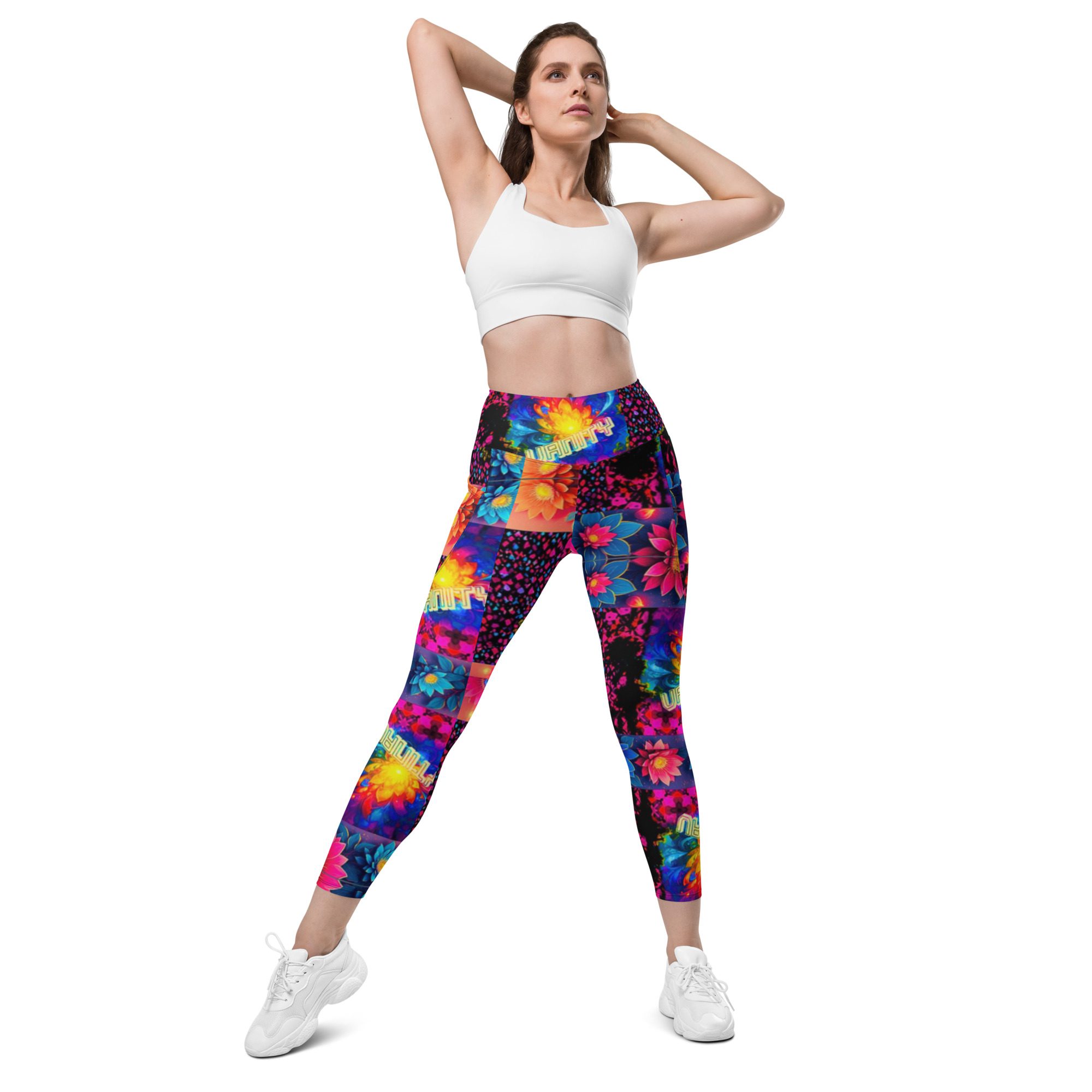 Psychedelic’s Bloomed Supernova Galaxies – Leggings with Pockets - Image 2