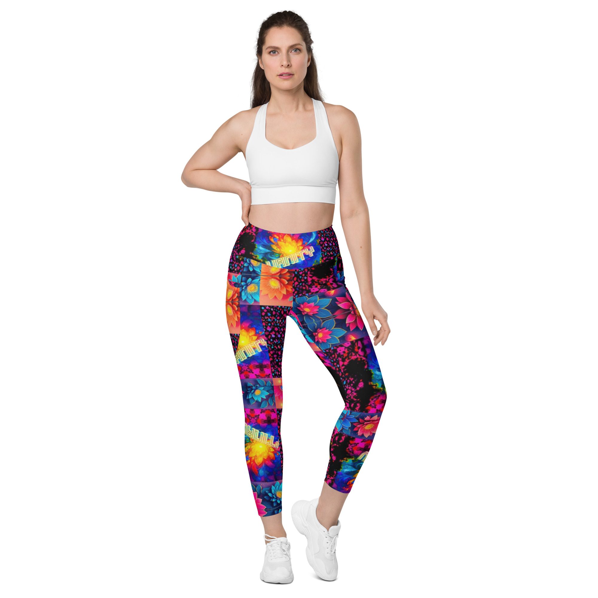 Psychedelic’s Bloomed Supernova Galaxies – Leggings with Pockets - Image 9