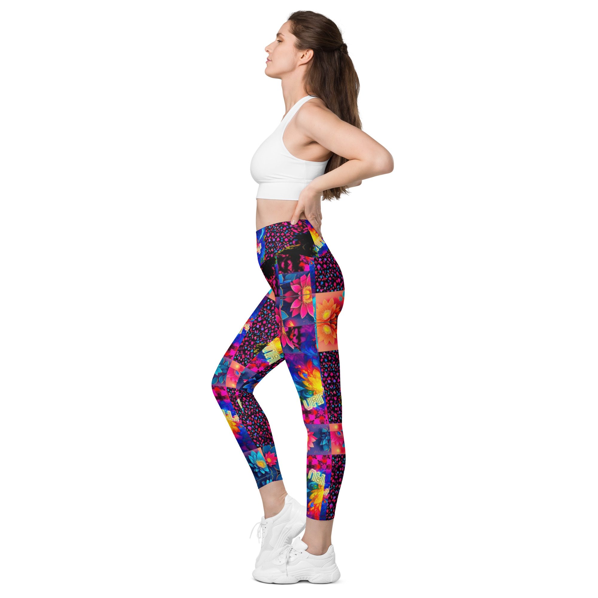 Psychedelic’s Bloomed Supernova Galaxies – Leggings with Pockets - Image 8