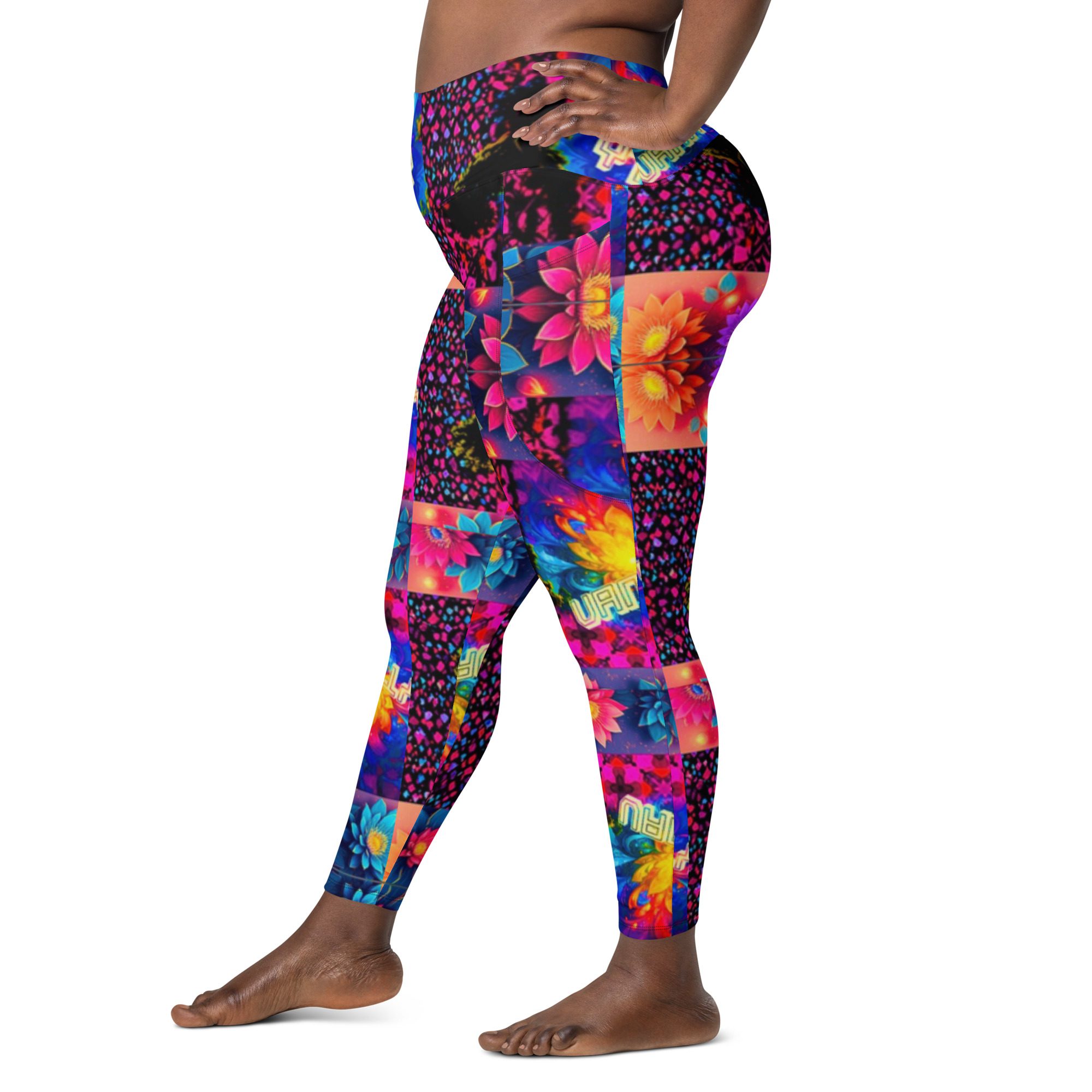 Psychedelic’s Bloomed Supernova Galaxies – Leggings with Pockets - Image 14