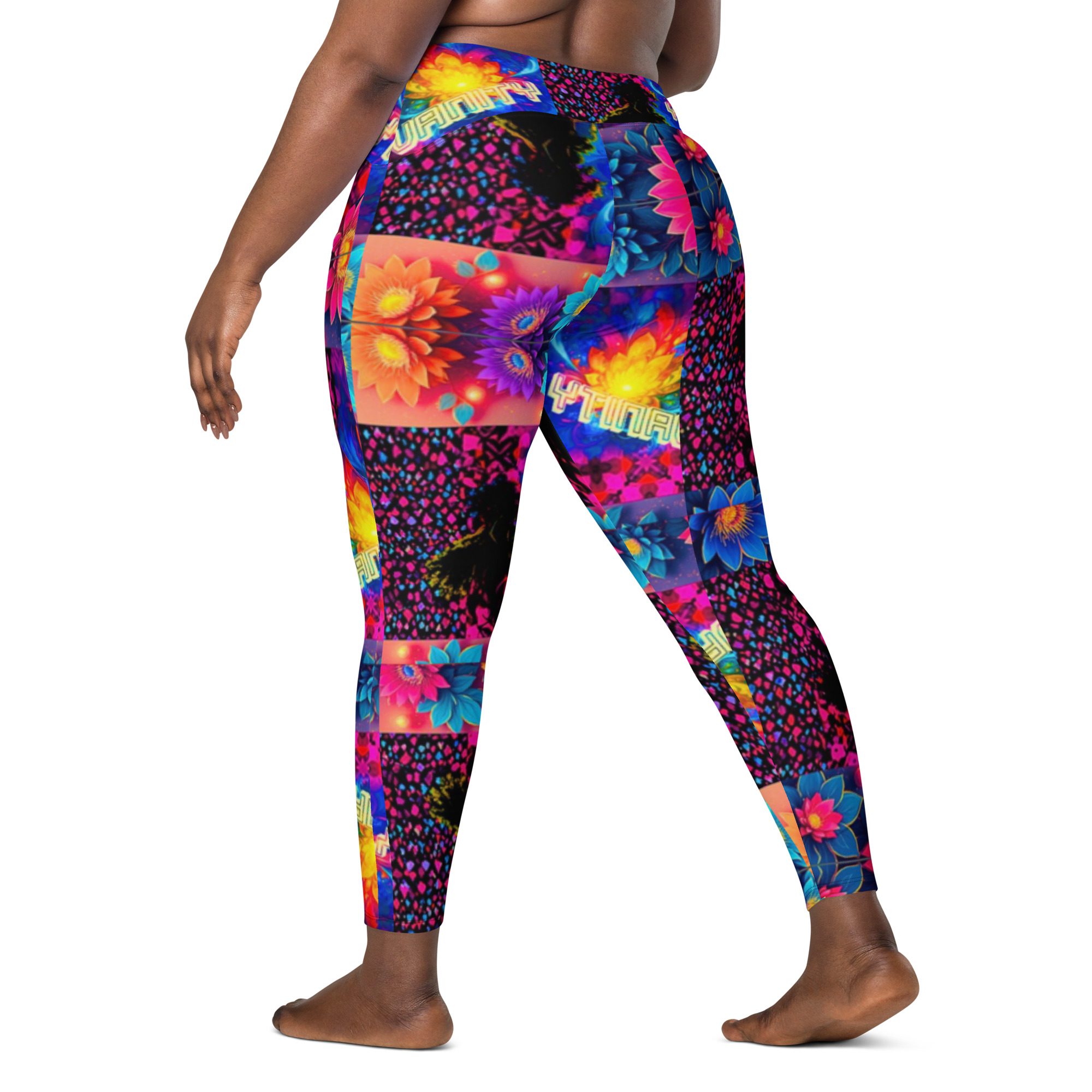 Psychedelic’s Bloomed Supernova Galaxies – Leggings with Pockets - Image 13