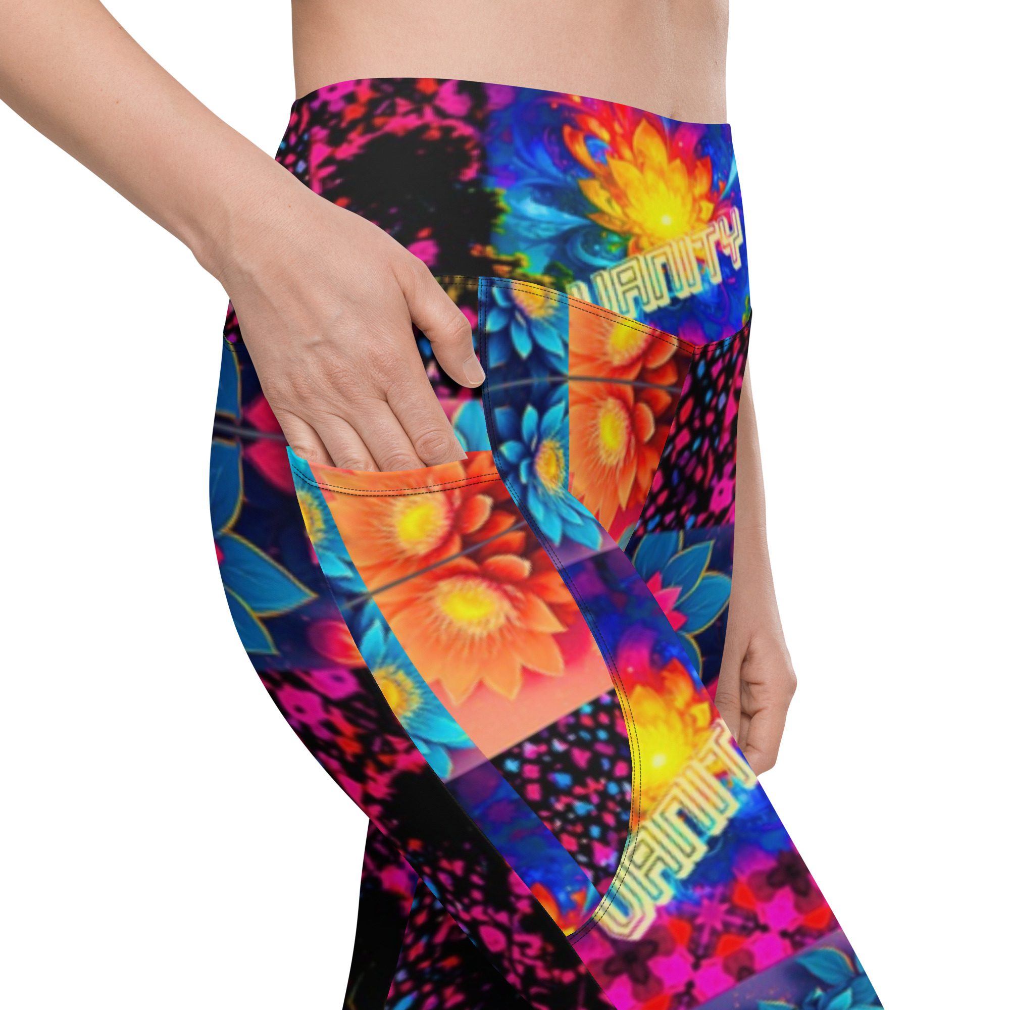 Psychedelic’s Bloomed Supernova Galaxies – Leggings with Pockets - Image 4