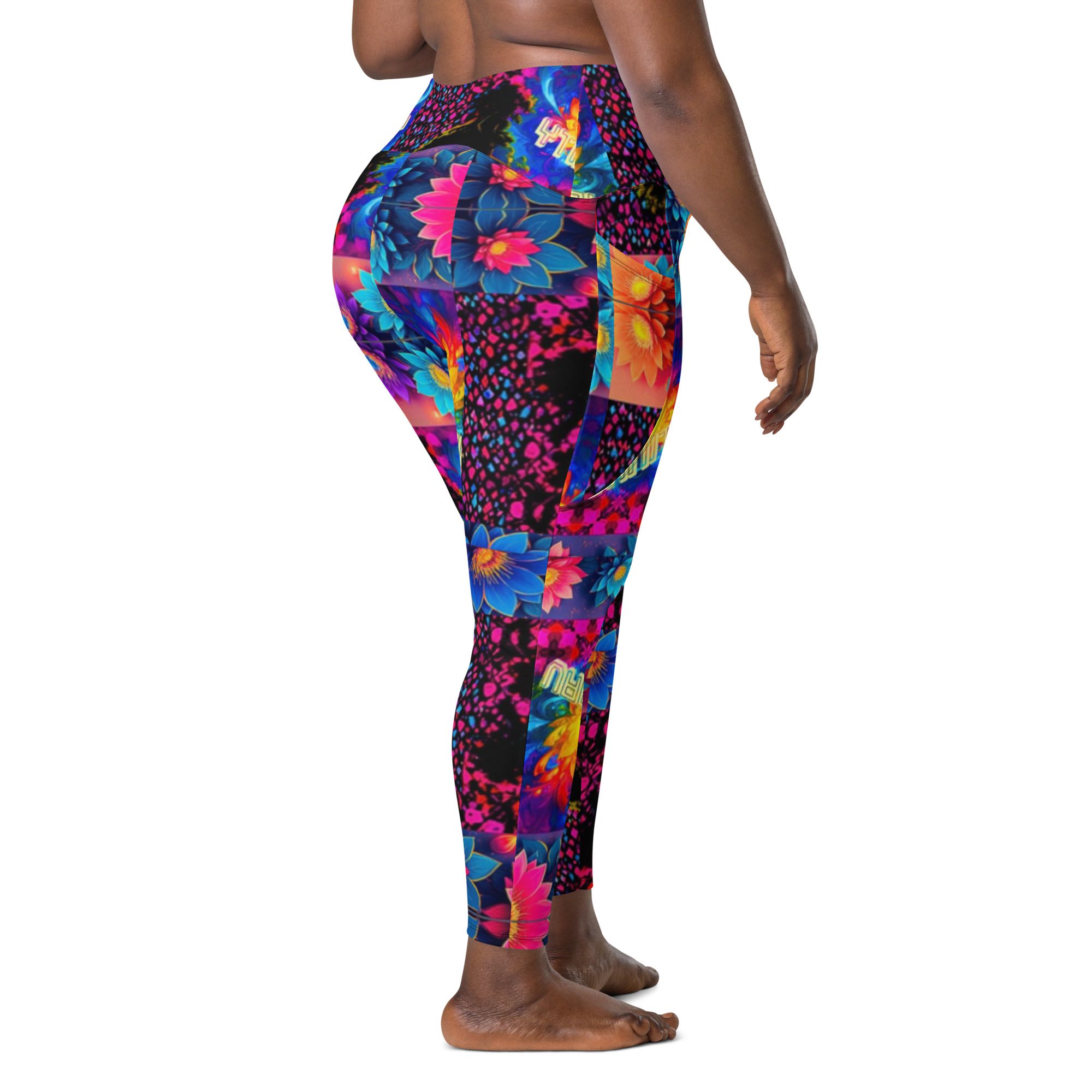 Psychedelic’s Bloomed Supernova Galaxies – Leggings with Pockets - Image 12