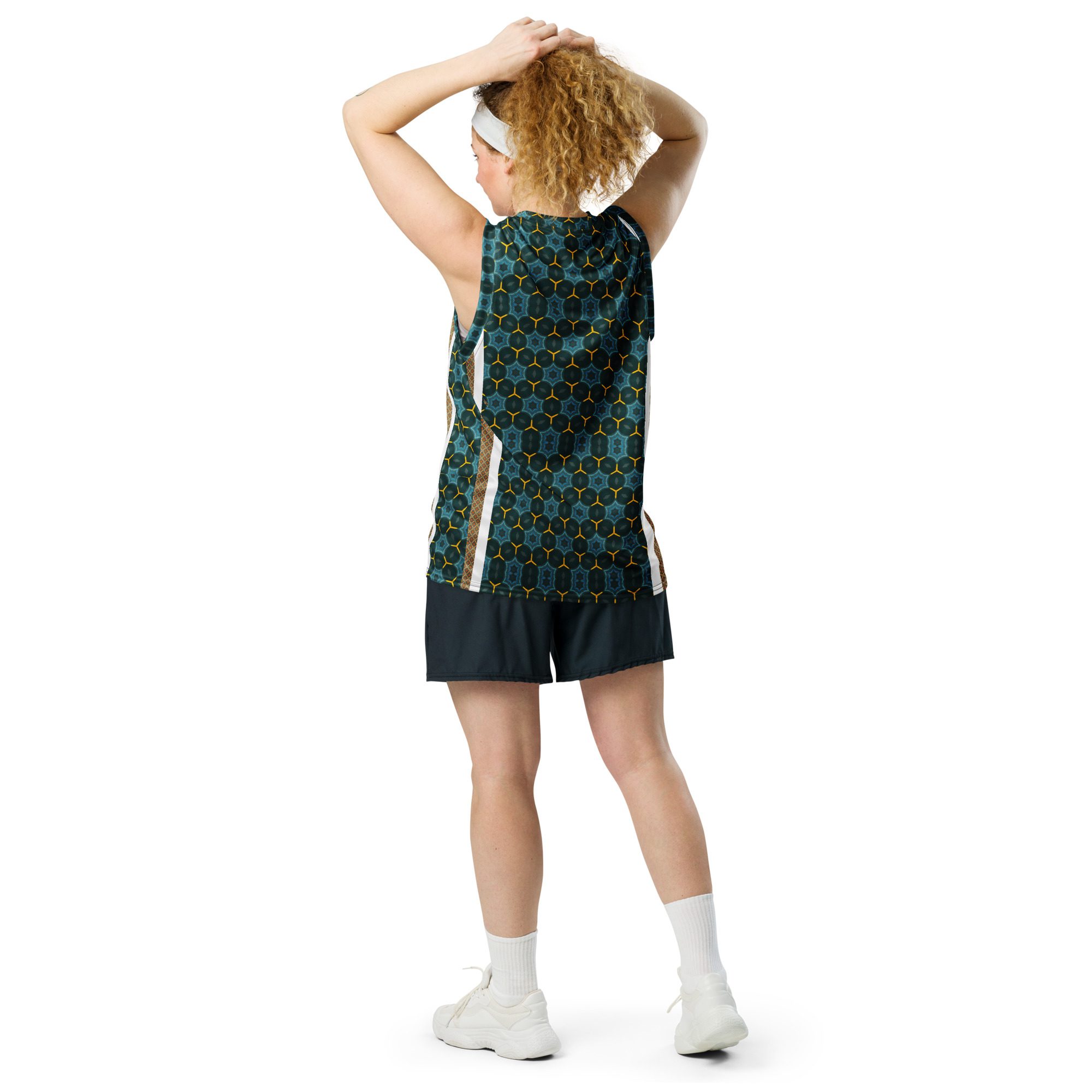 Auric Teal Matrix – Artistic All-Over Print Unisex Basketball Jersey - Image 4