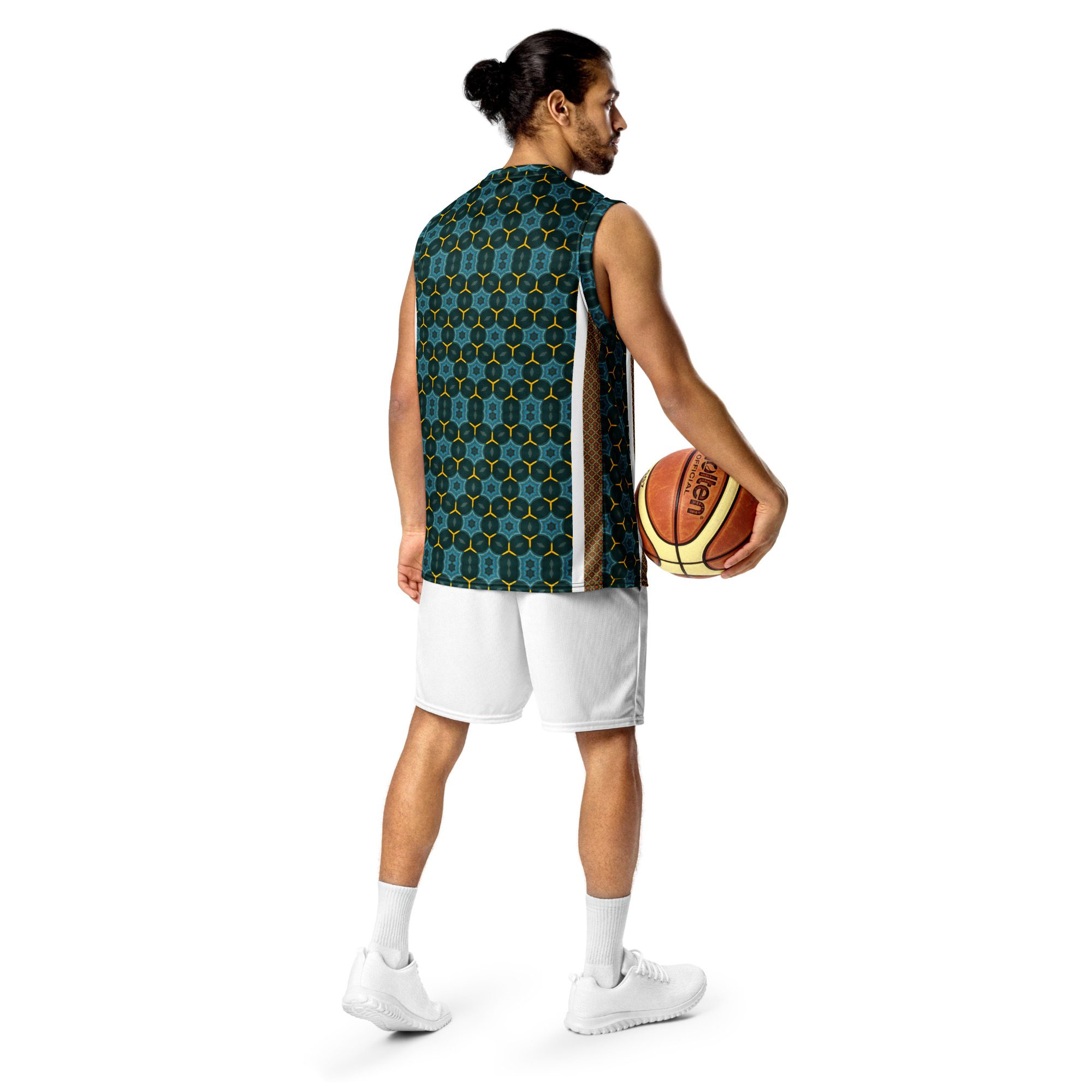 Auric Teal Matrix – Artistic All-Over Print Unisex Basketball Jersey - Image 2