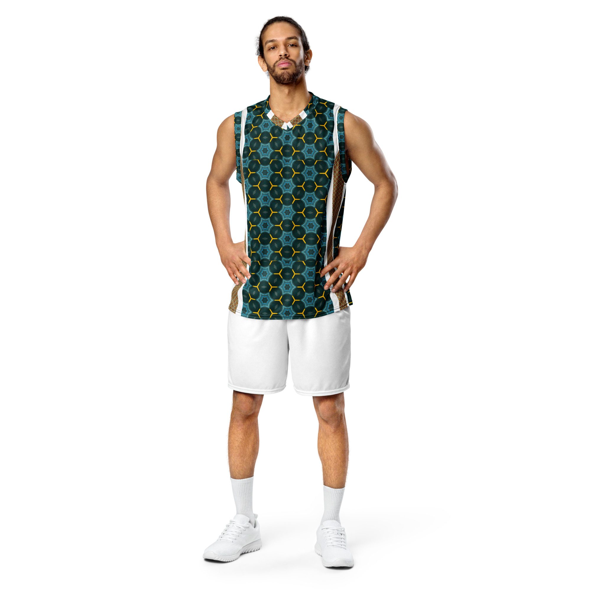 Auric Teal Matrix – Artistic All-Over Print Unisex Basketball Jersey