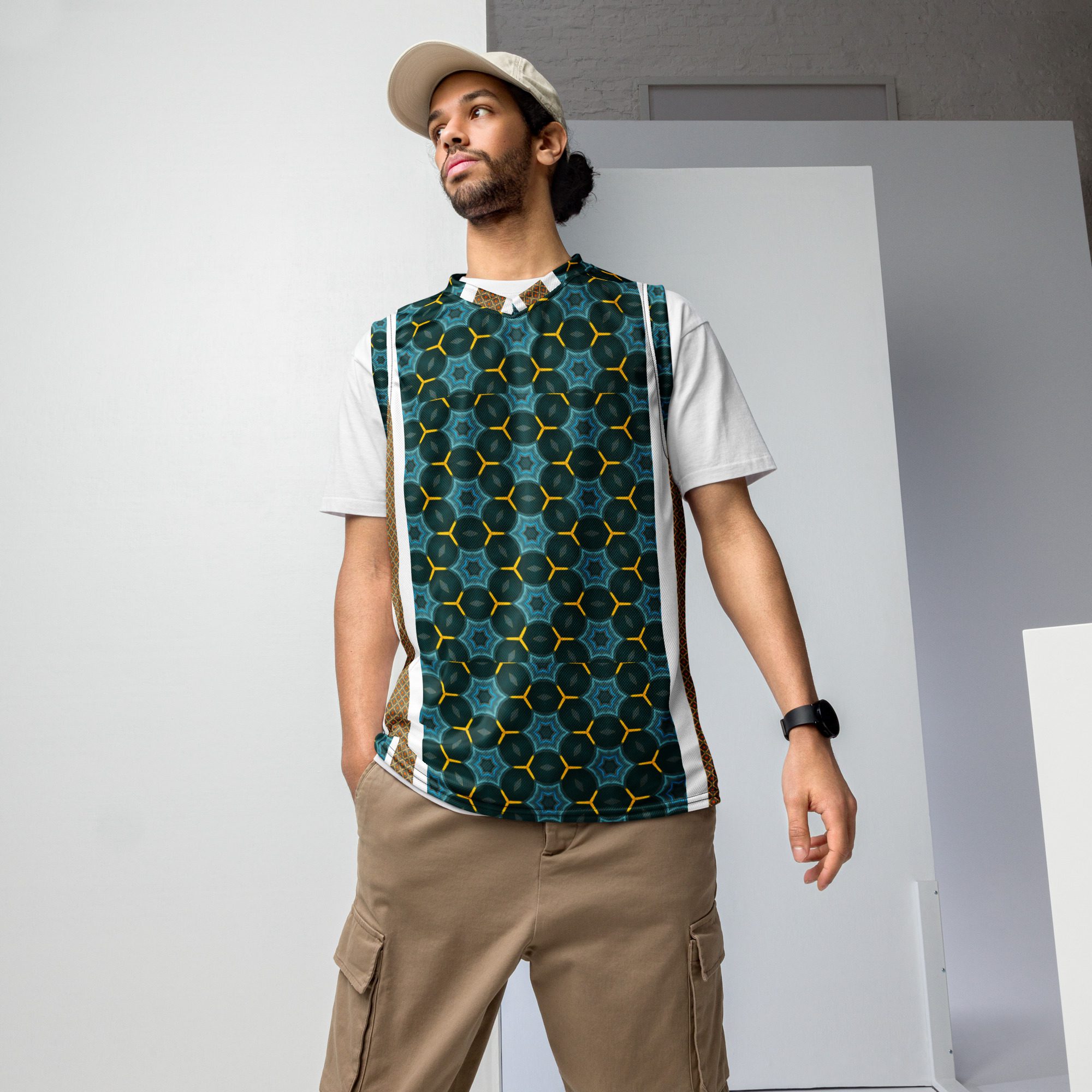 Auric Teal Matrix – Artistic All-Over Print Unisex Basketball Jersey - Image 6