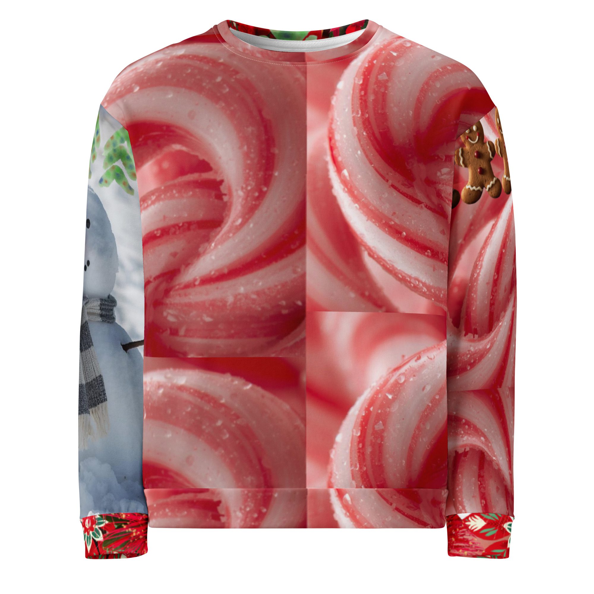 Candy Cane Ugly Christmas - All-Over Print Recycled Unisex Sweatshirt - Image 2