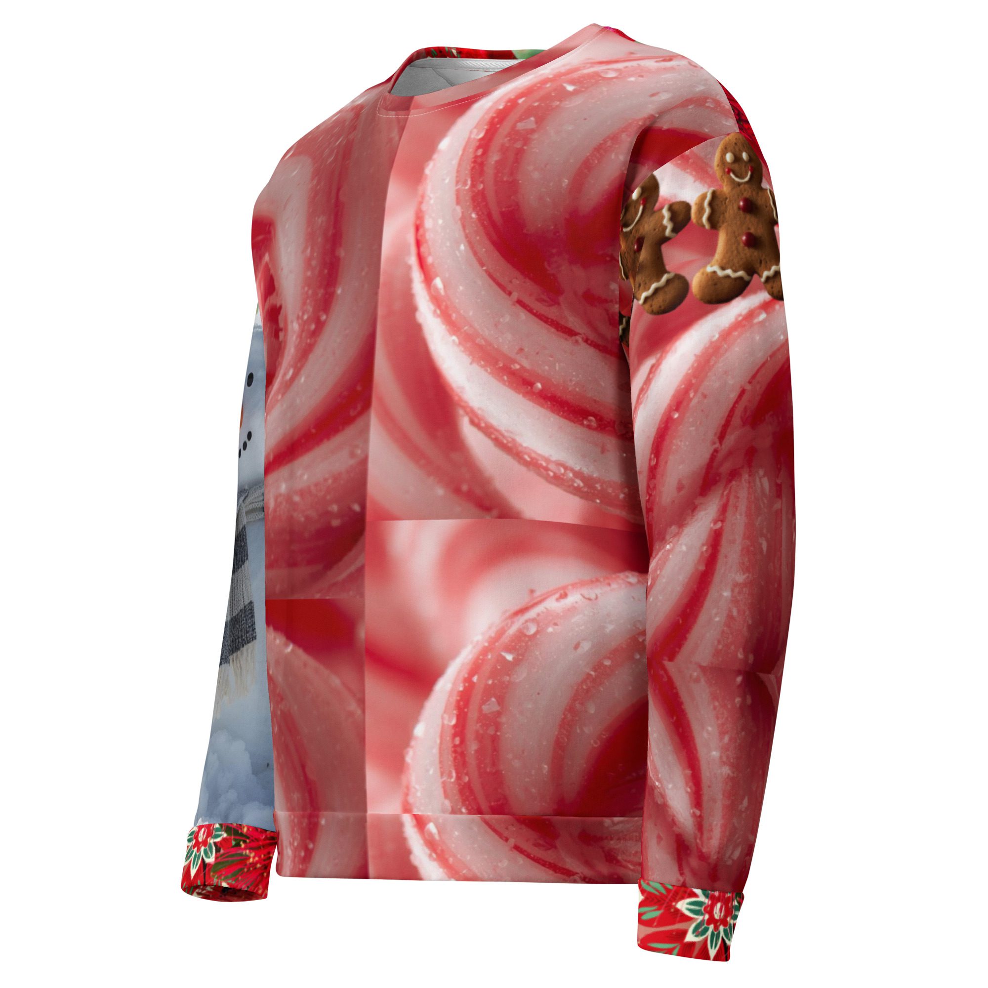 Candy Cane Ugly Christmas - All-Over Print Recycled Unisex Sweatshirt - Image 3